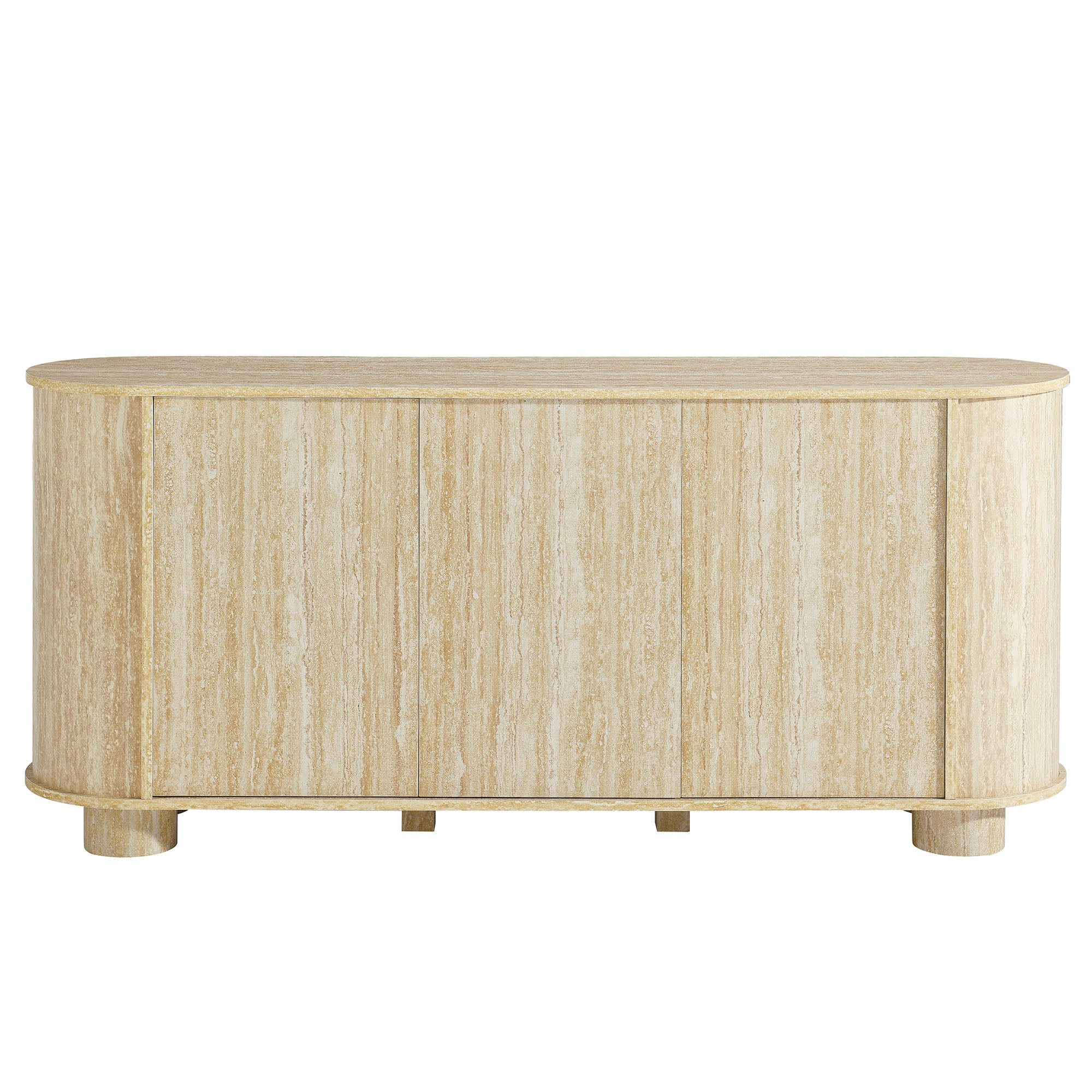 Overture 63" Oval Faux Travertine Sideboard, Travertine