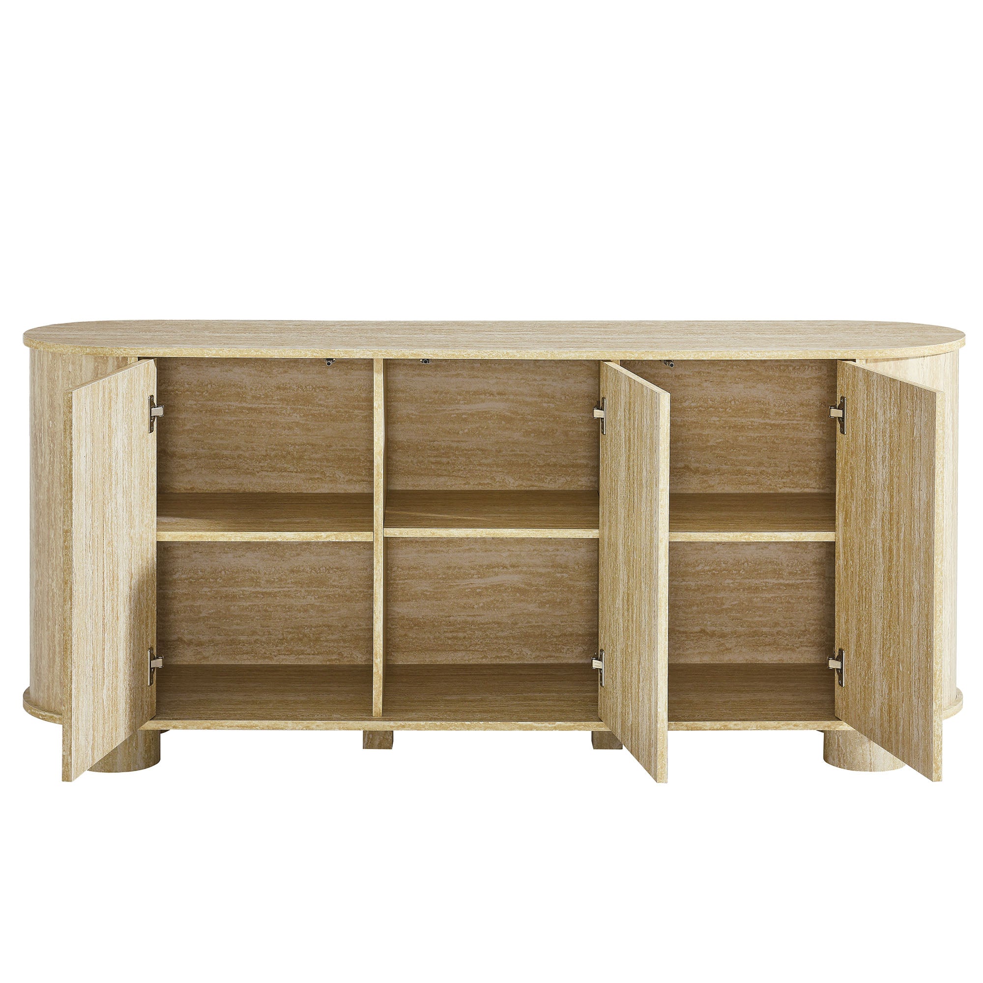 Overture 63" Oval Faux Travertine Sideboard, Travertine