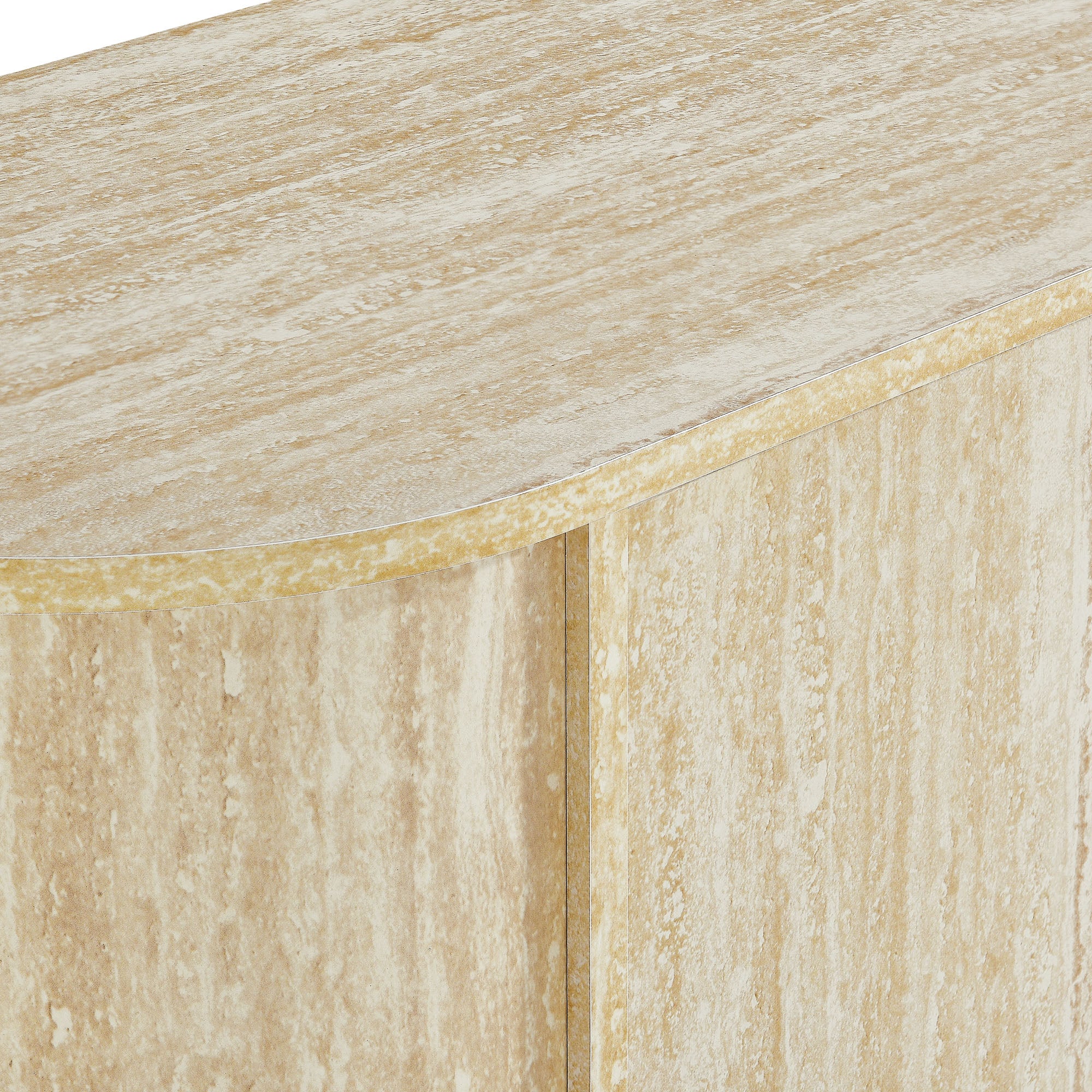 Overture 63" Oval Faux Travertine Sideboard, Travertine