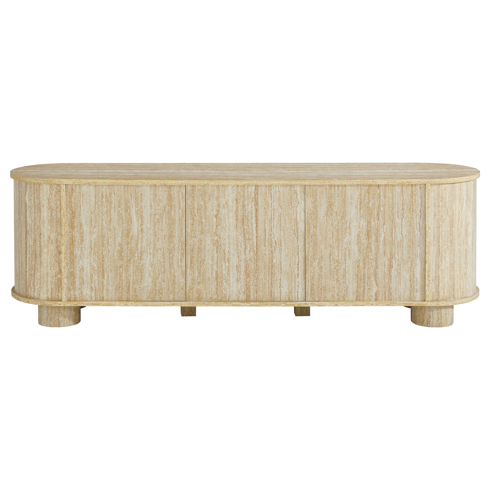 Overture 63" Oval Faux Travertine TV Stand, Travertine