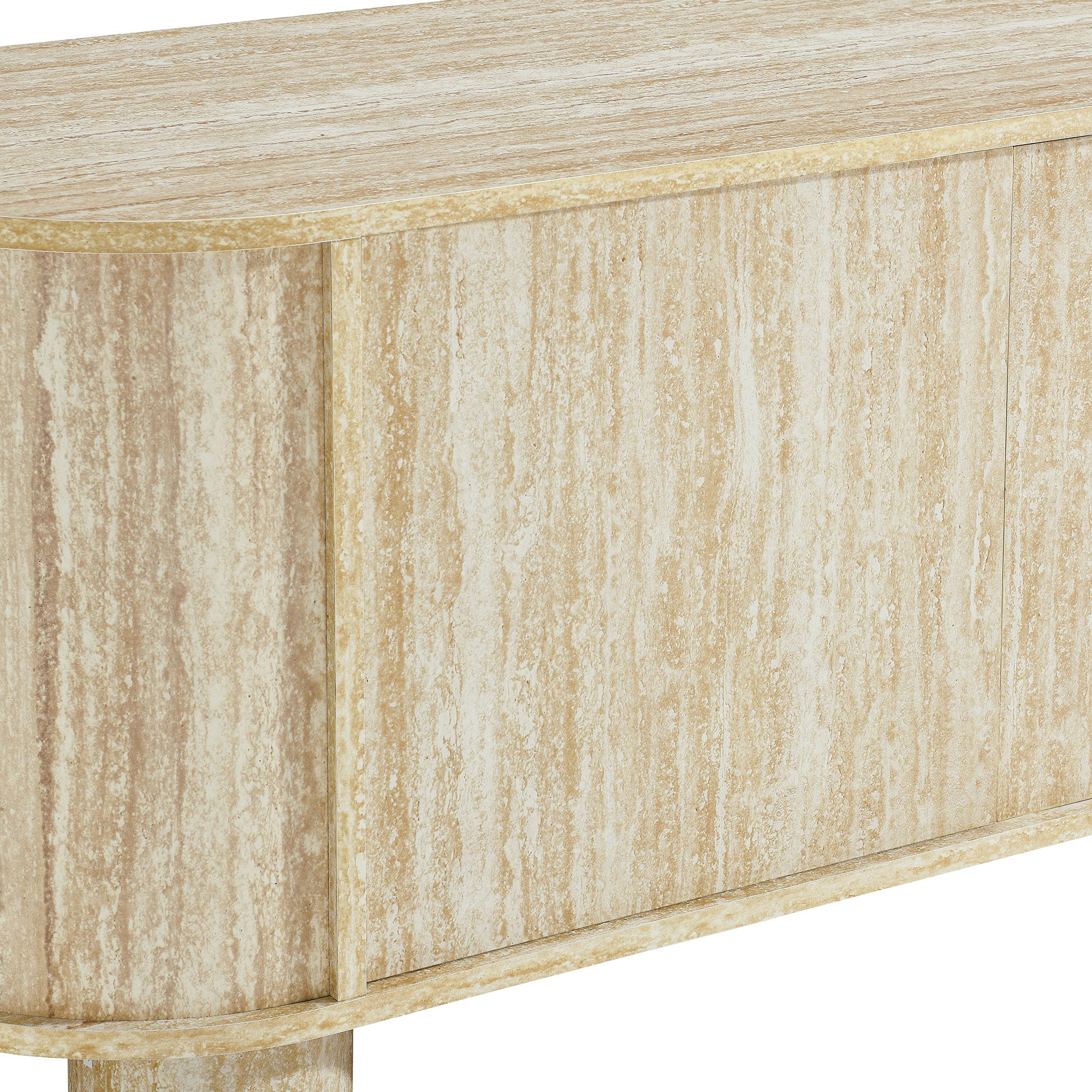 Overture 63" Oval Faux Travertine TV Stand, Travertine
