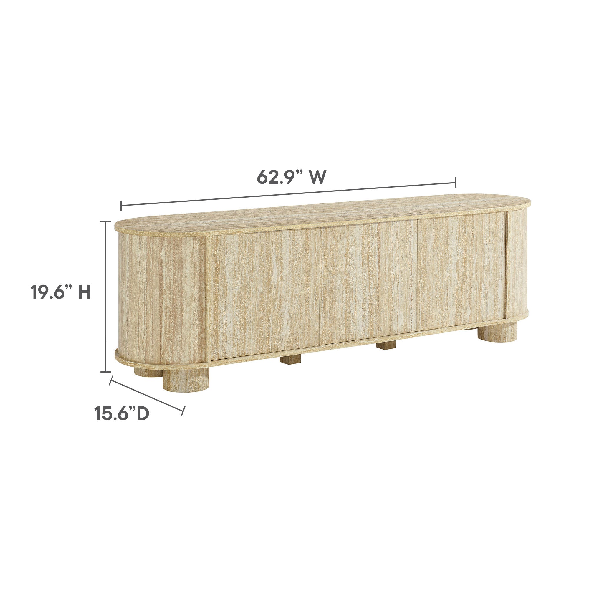 Overture 63" Oval Faux Travertine TV Stand, Travertine