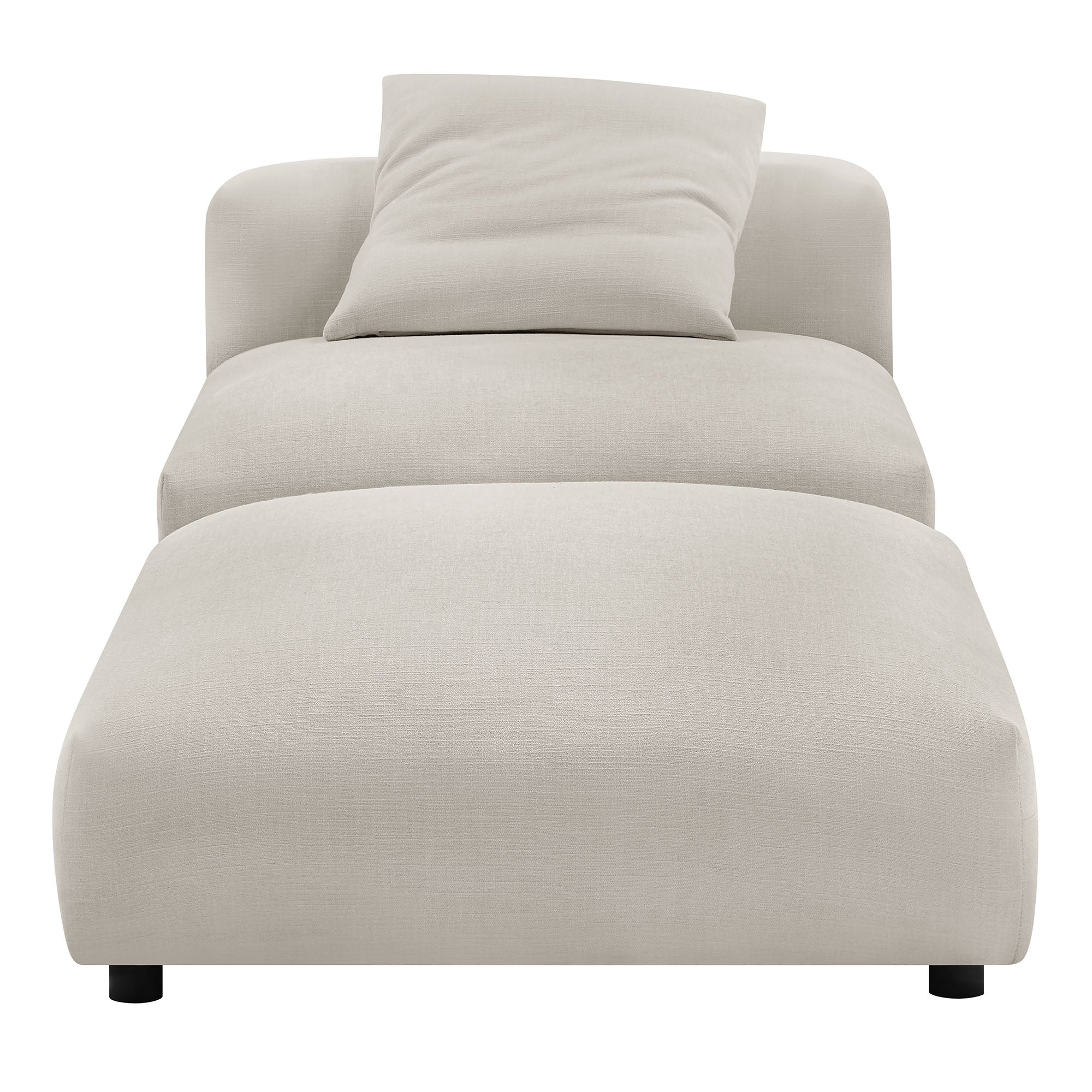 Solace Modular Upholstered Fabric Armless Chair and Ottoman Set, Salt