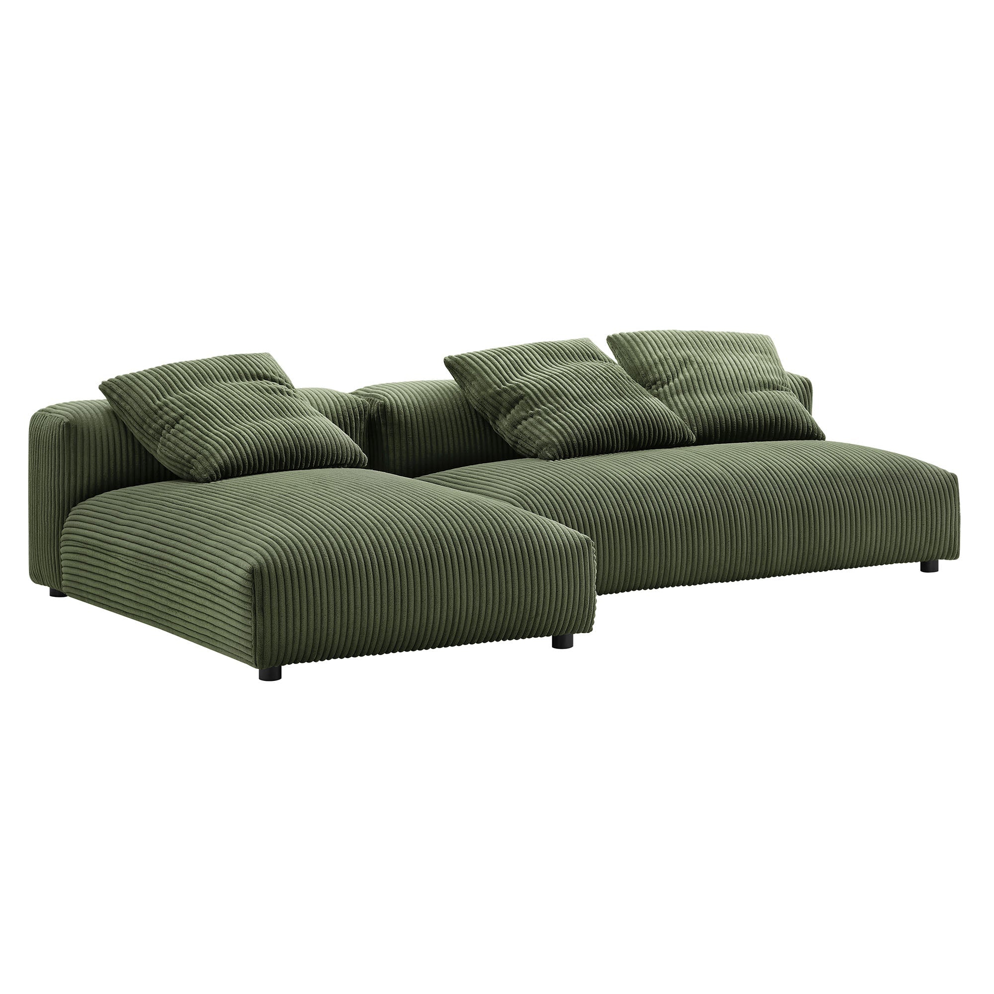 Solace 2-Piece Modular Corduroy Upholstered Sectional Sofa With Chaise, Fern