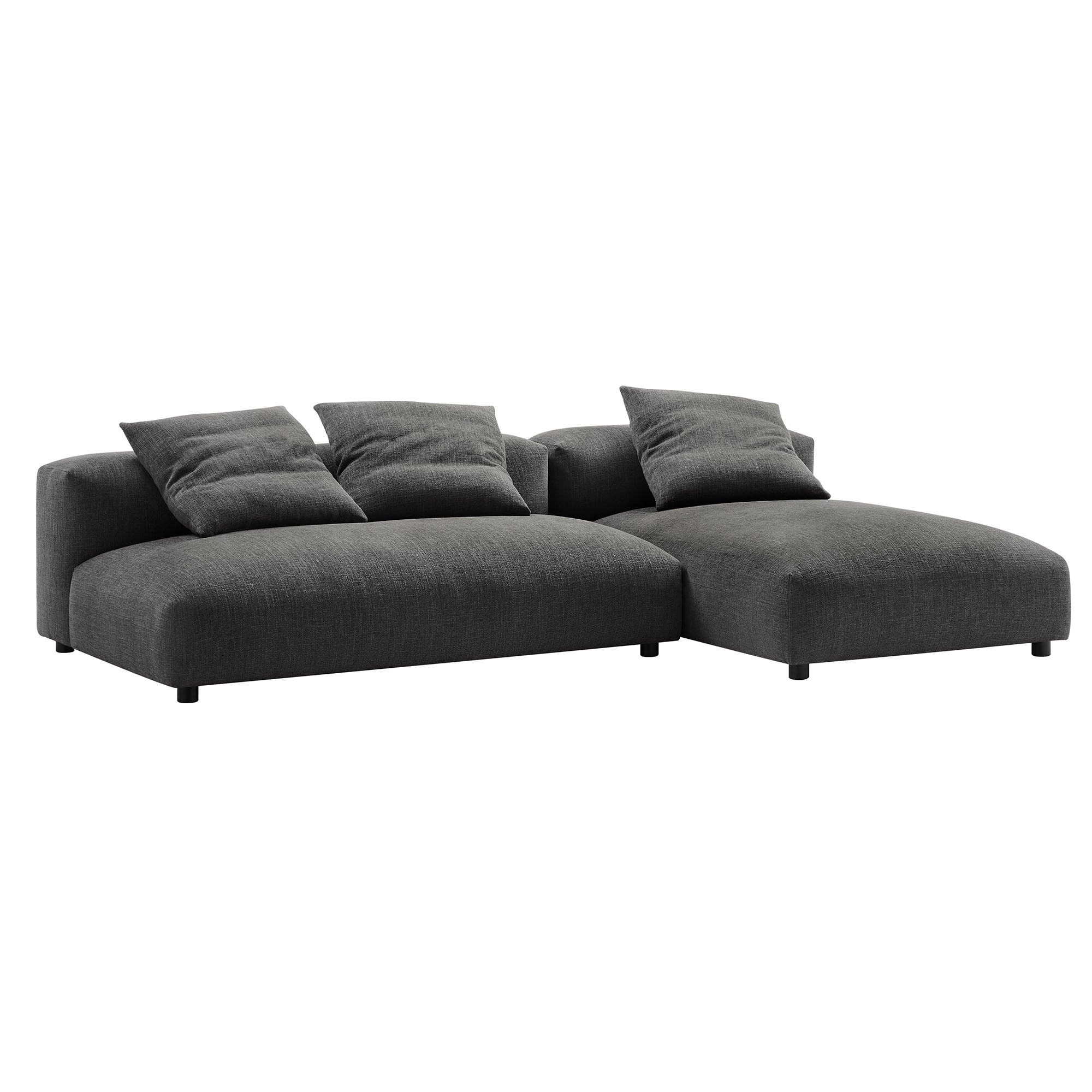 Solace 2-Piece Modular Upholstered Fabric Sectional Sofa With Chaise, Charcoal