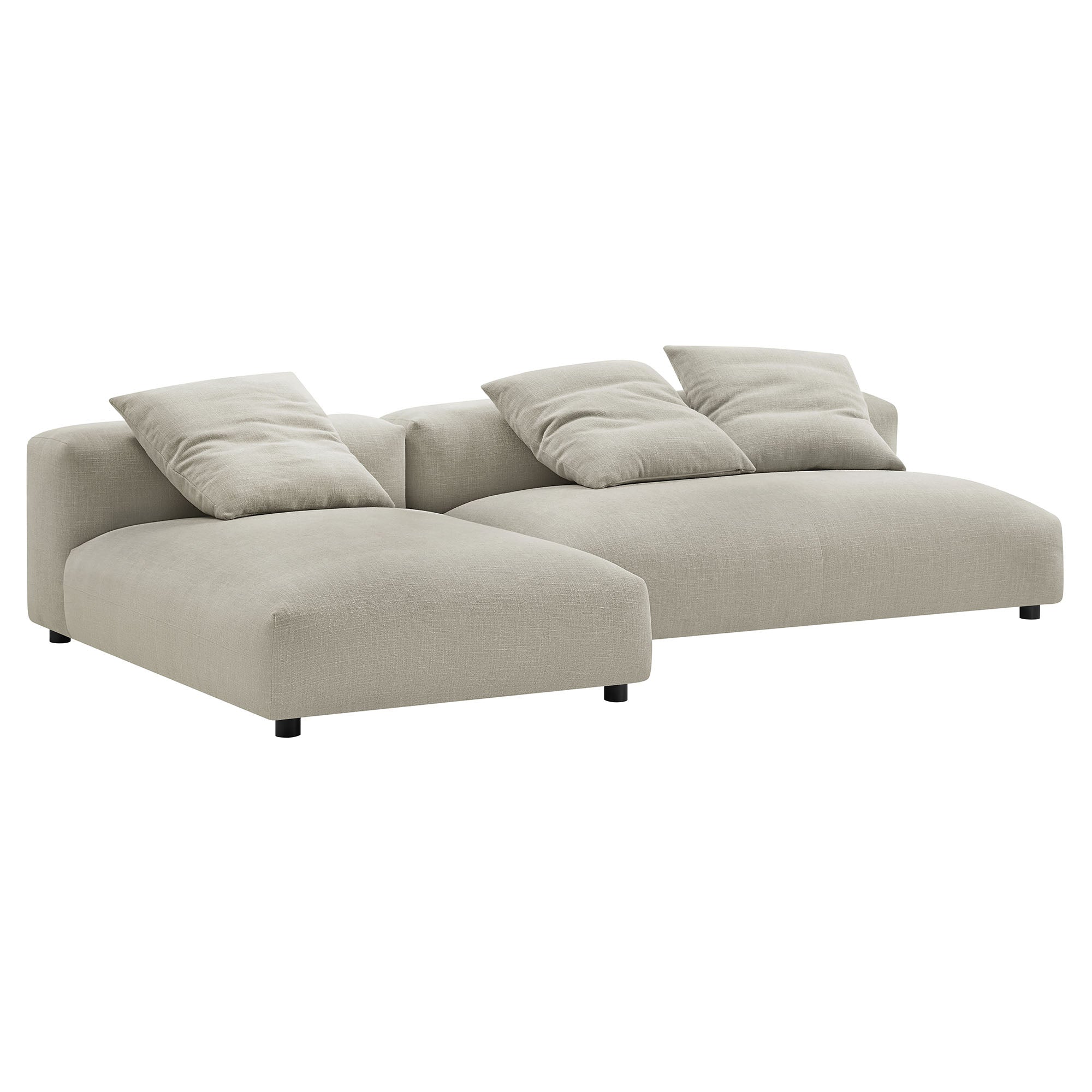 Solace 2-Piece Modular Upholstered Fabric Sectional Sofa With Chaise, Linen
