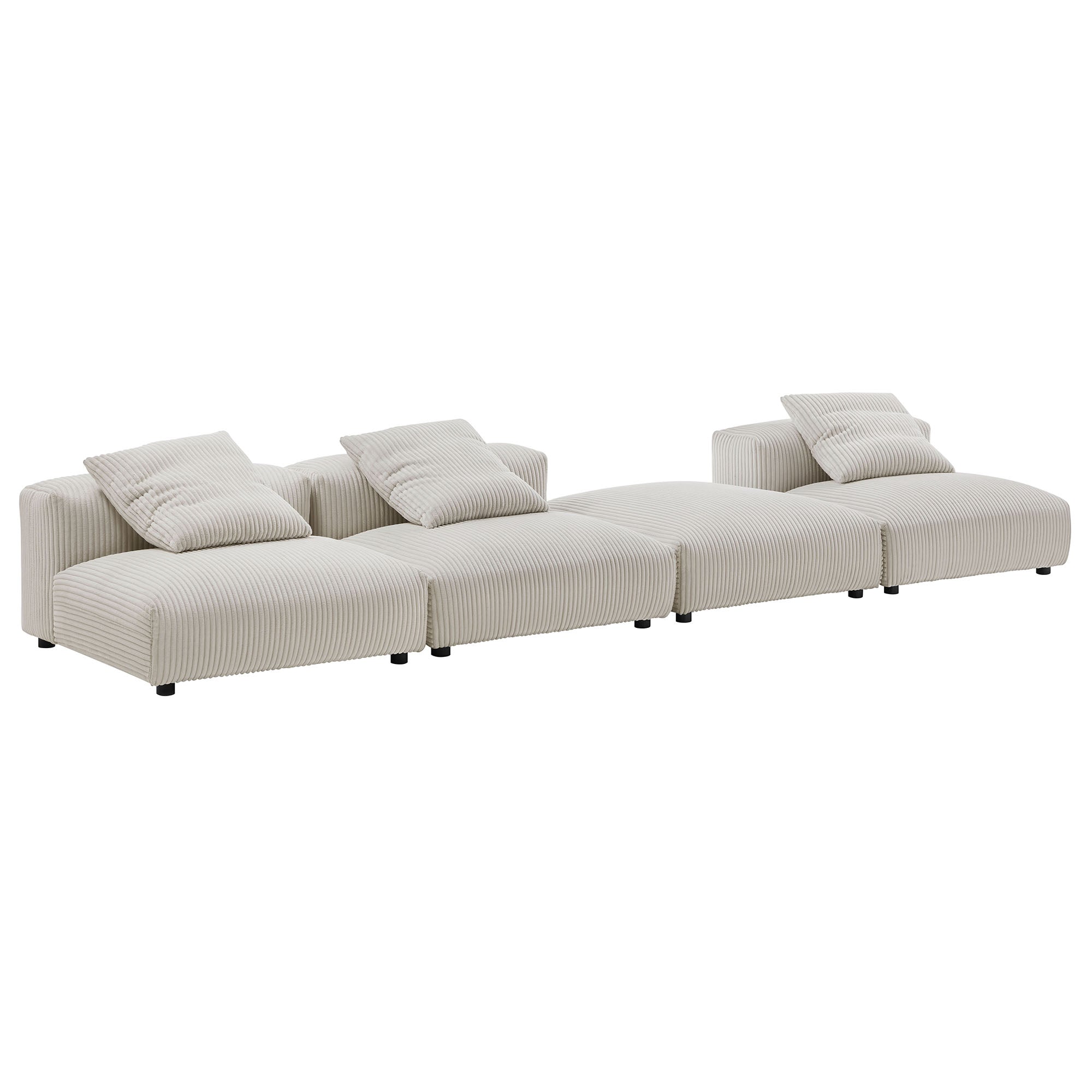 Solace 4-Piece Modular Corduroy Upholstered Sectional Sofa, Almond
