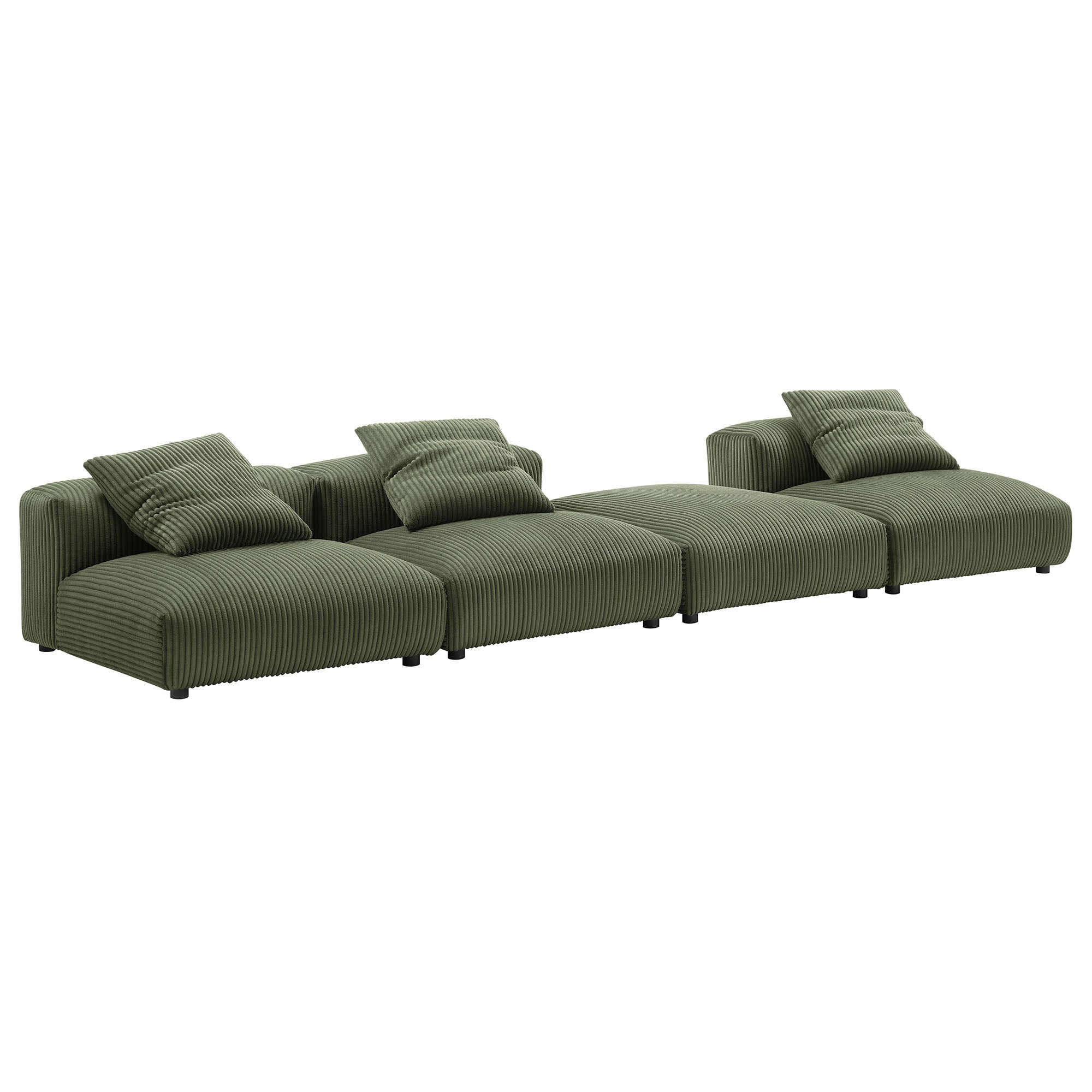 Solace 4-Piece Modular Corduroy Upholstered Sectional Sofa, Fern
