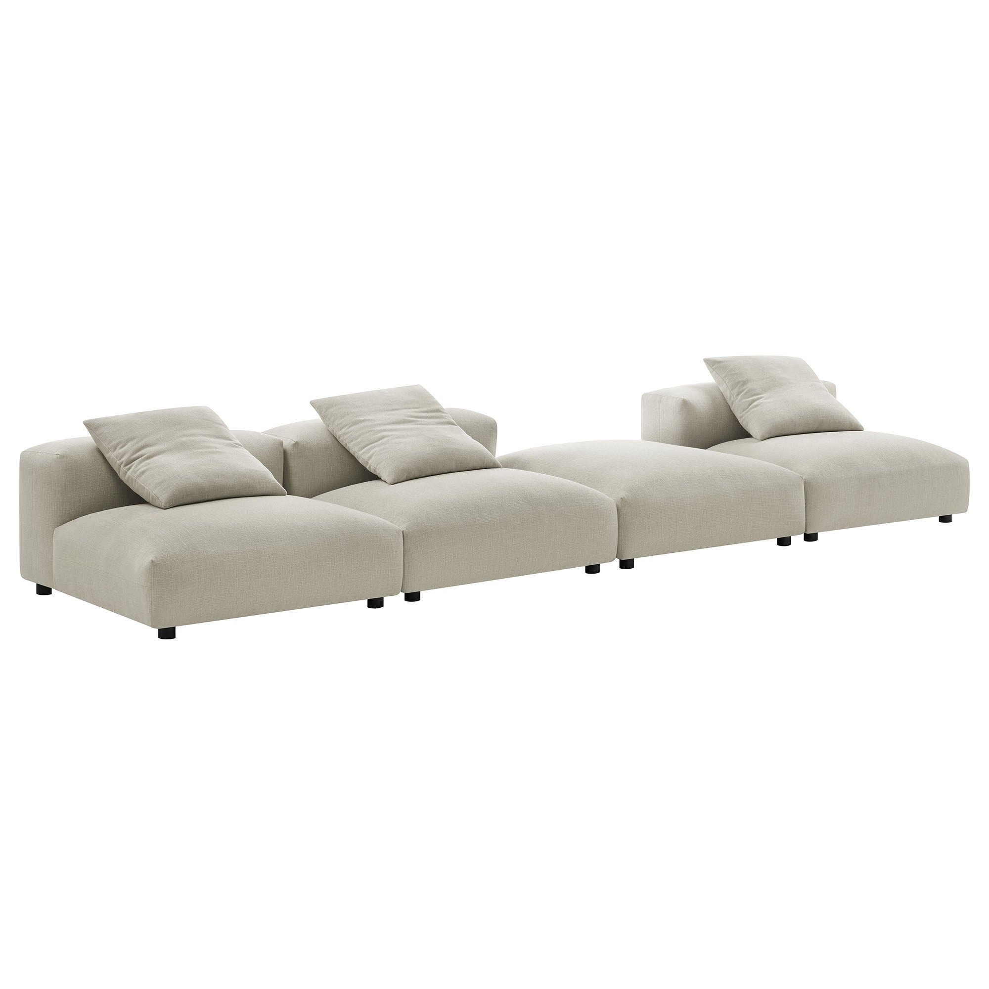 Solace 4-Piece Modular Upholstered Fabric Sectional Sofa, Linen