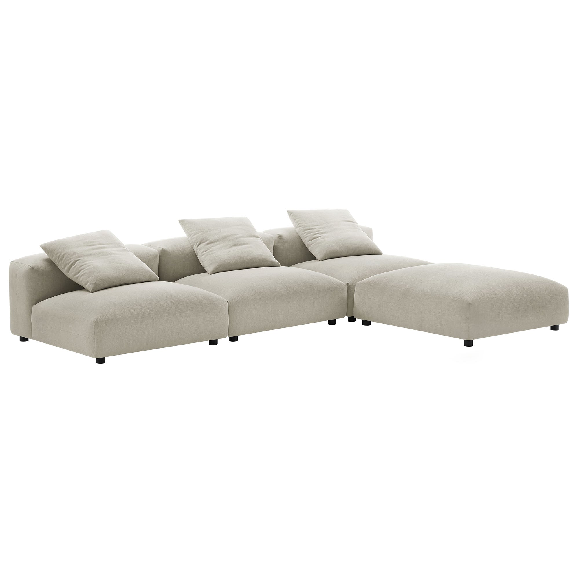 Solace 4-Piece Modular Upholstered Fabric Sectional Sofa, Linen