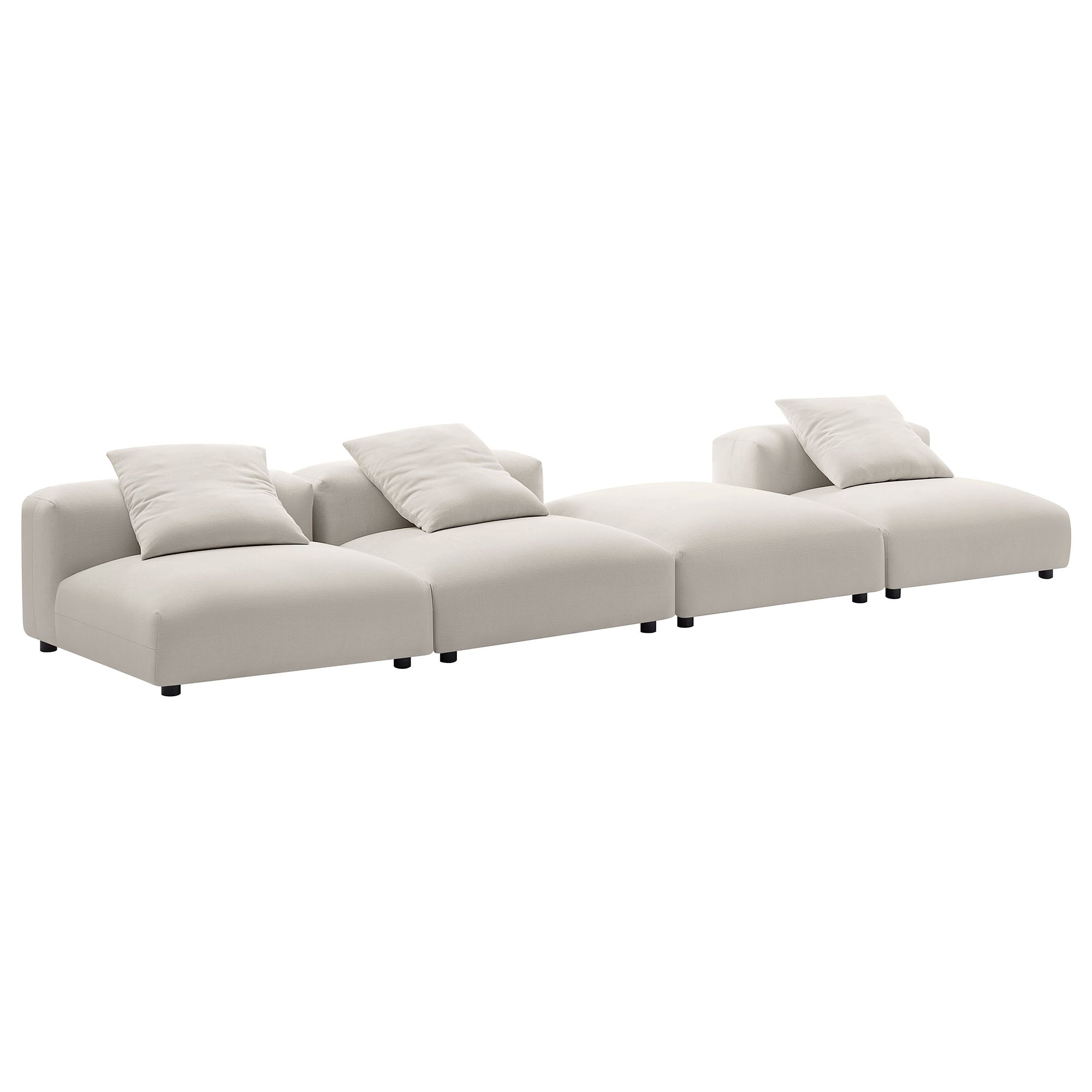 Solace 4-Piece Modular Upholstered Fabric Sectional Sofa, Salt