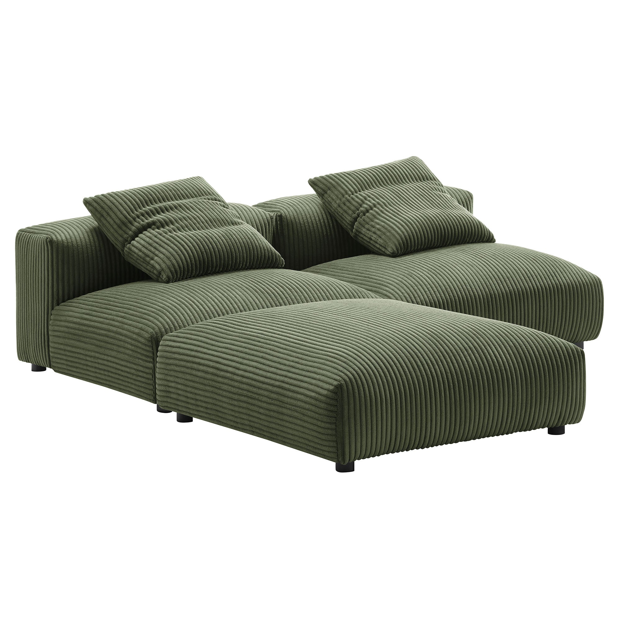 Solace 3-Piece Modular Corduroy Upholstered Sectional Sofa, Fern