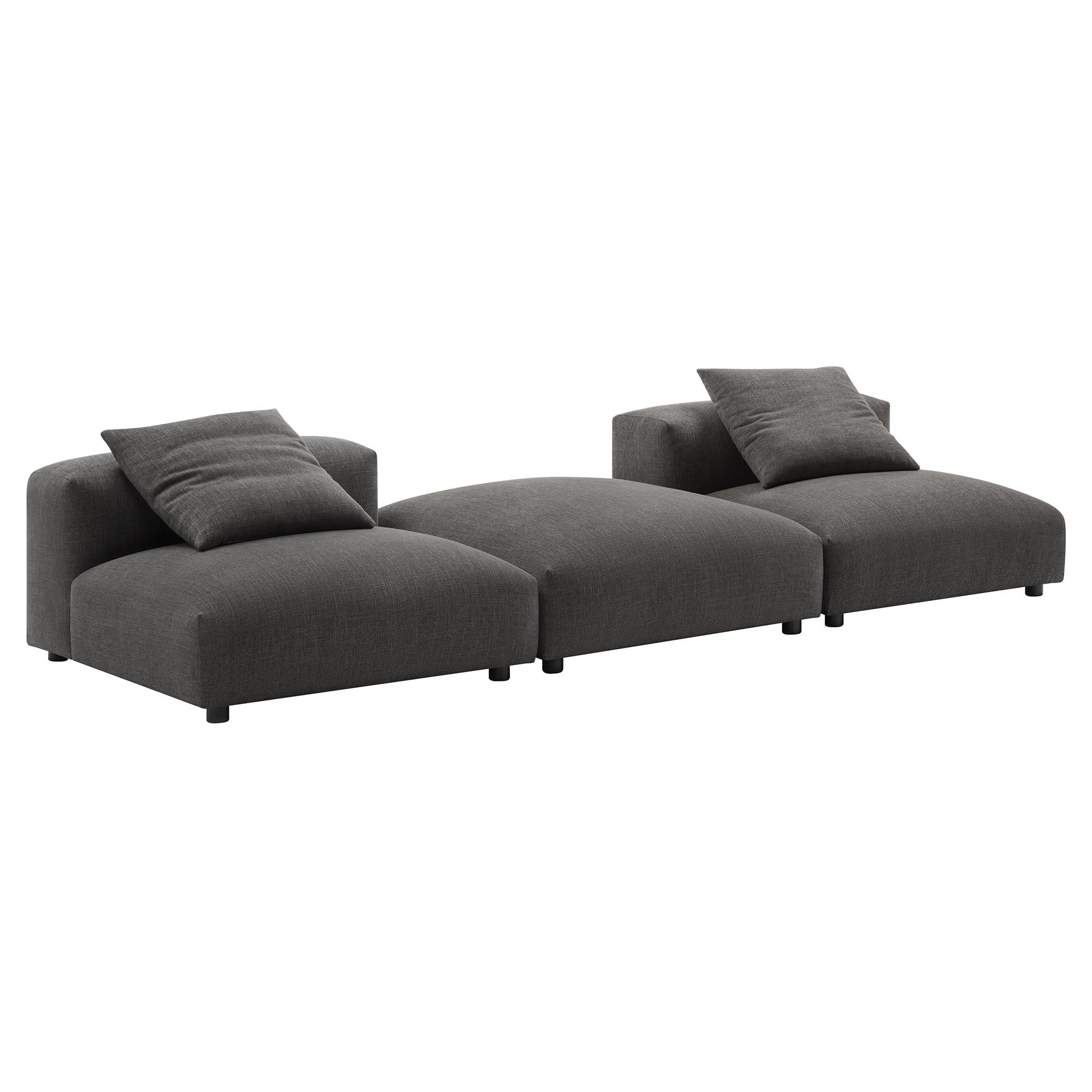 Solace 3-Piece Modular Upholstered Fabric Sectional Sofa, Charcoal