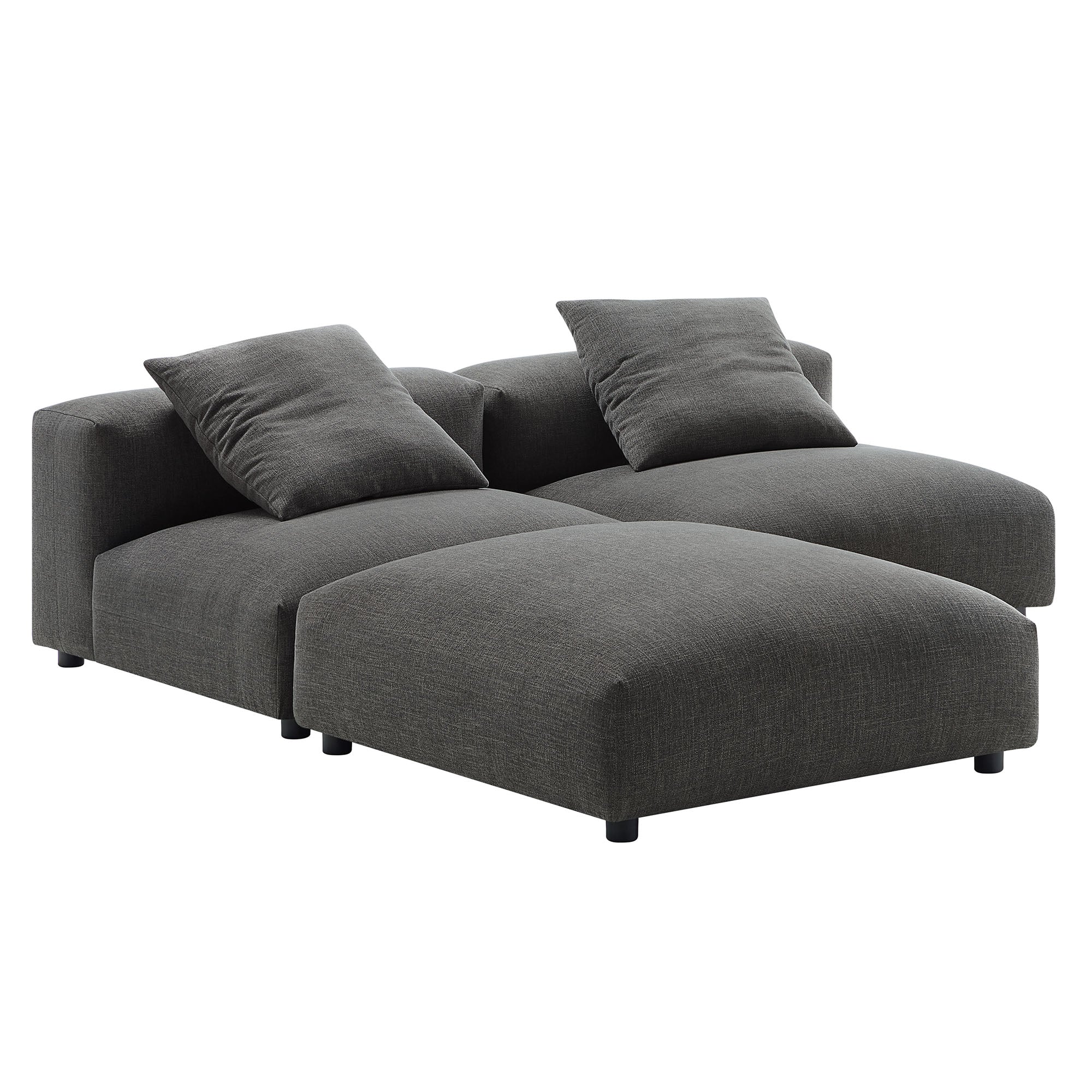 Solace 3-Piece Modular Upholstered Fabric Sectional Sofa, Charcoal