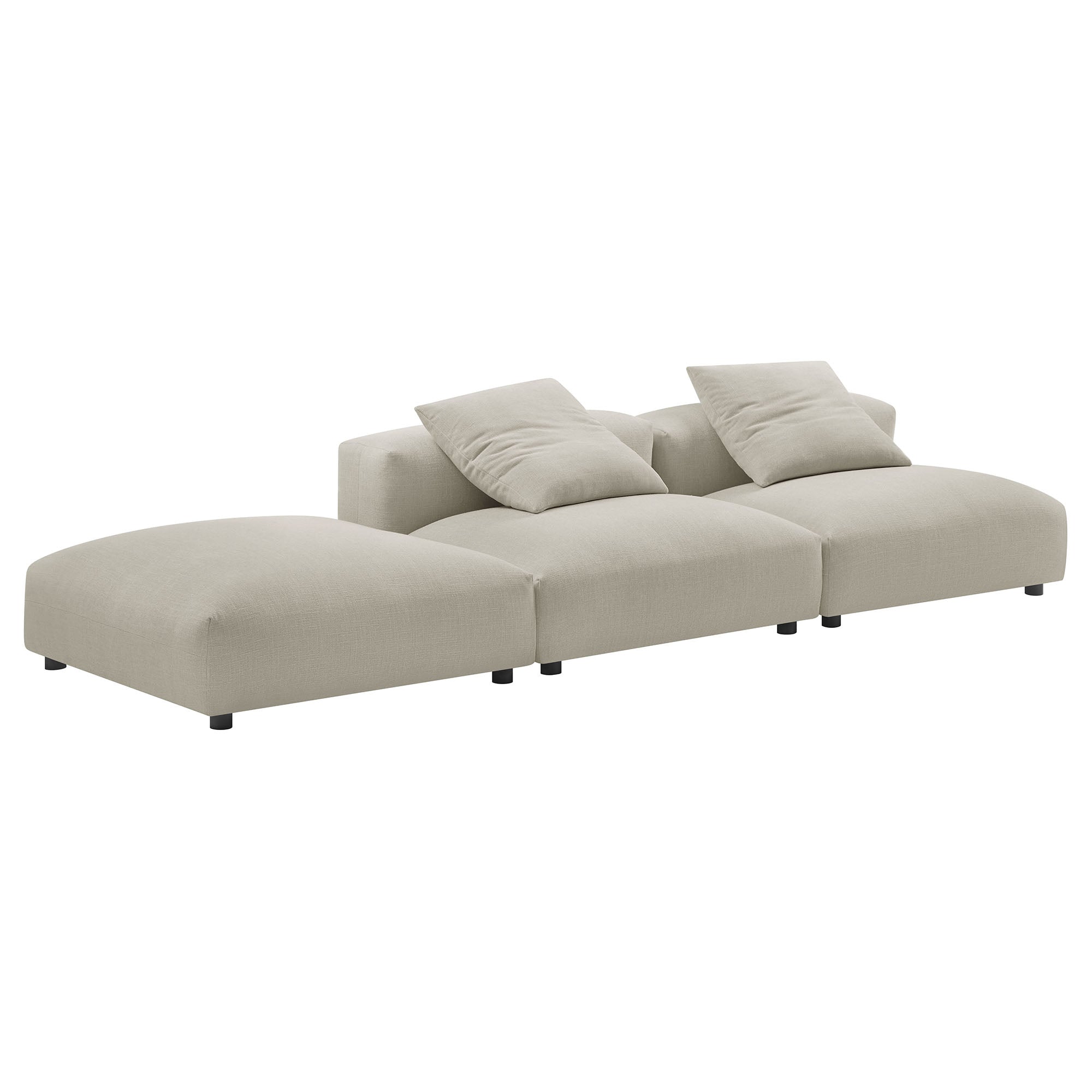 Solace 3-Piece Modular Upholstered Fabric Sectional Sofa, Linen