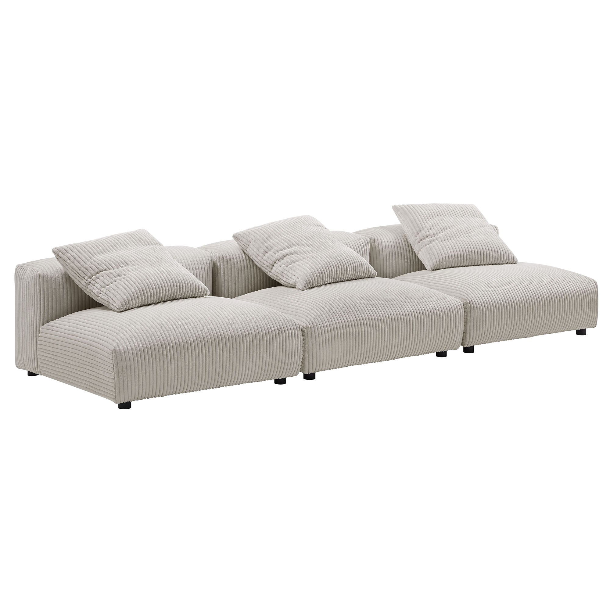 Solace 3-Piece Modular Corduroy Upholstered Sofa, Almond