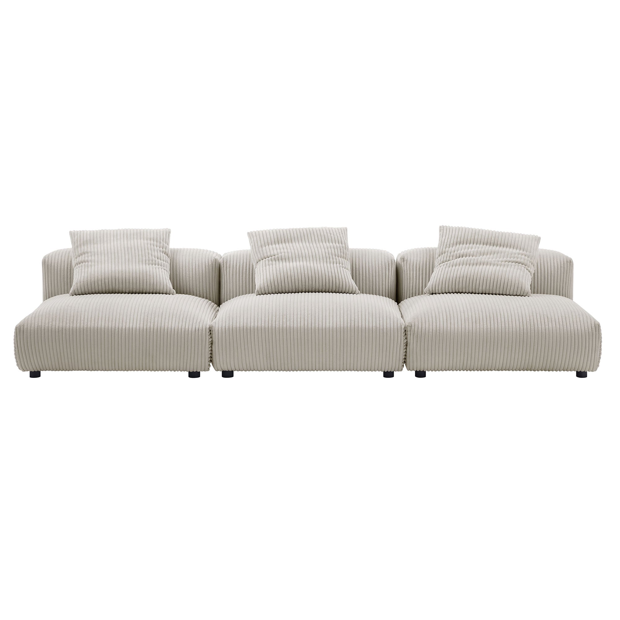 Solace 3-Piece Modular Corduroy Upholstered Sofa, Almond