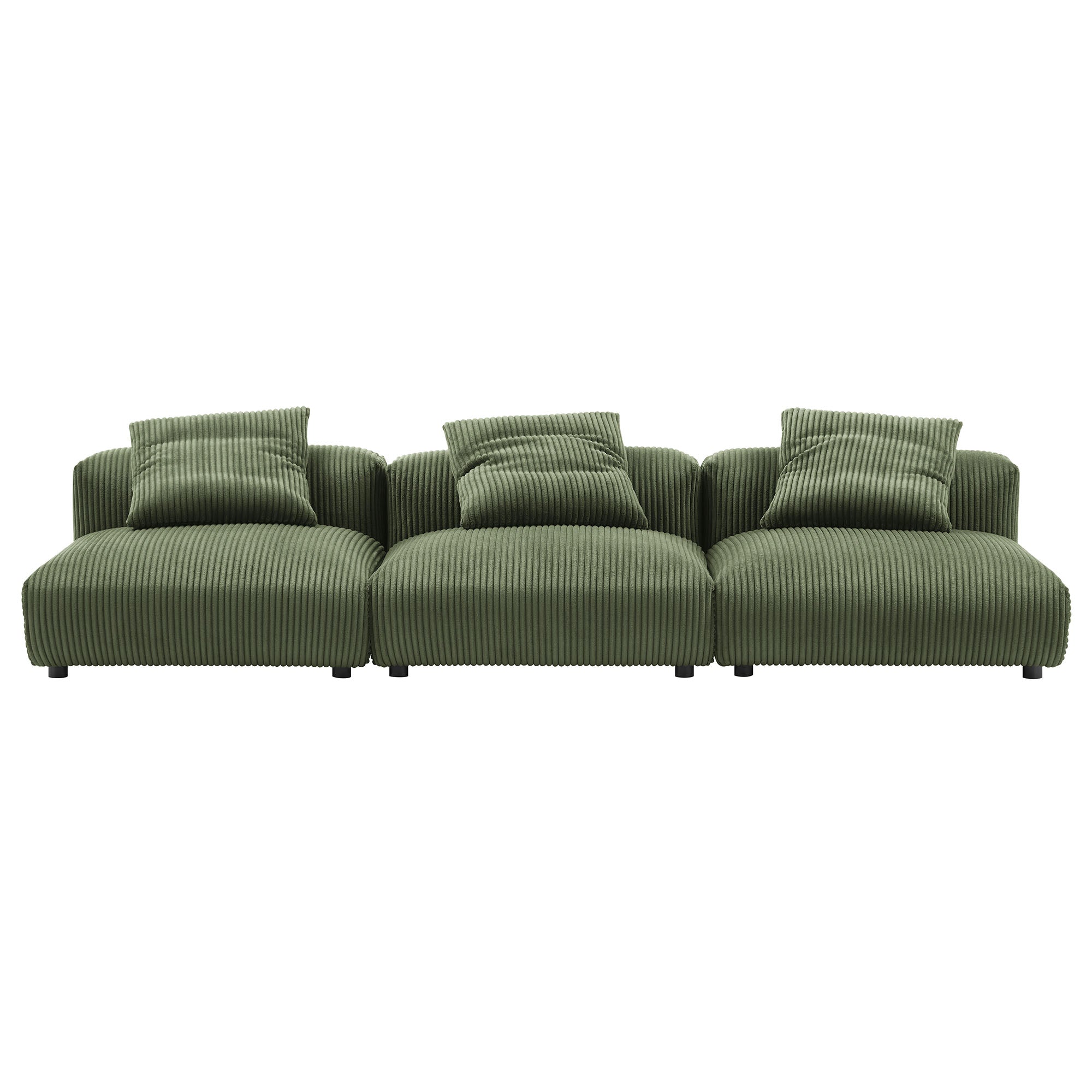 Solace 3-Piece Modular Corduroy Upholstered Sofa, Fern