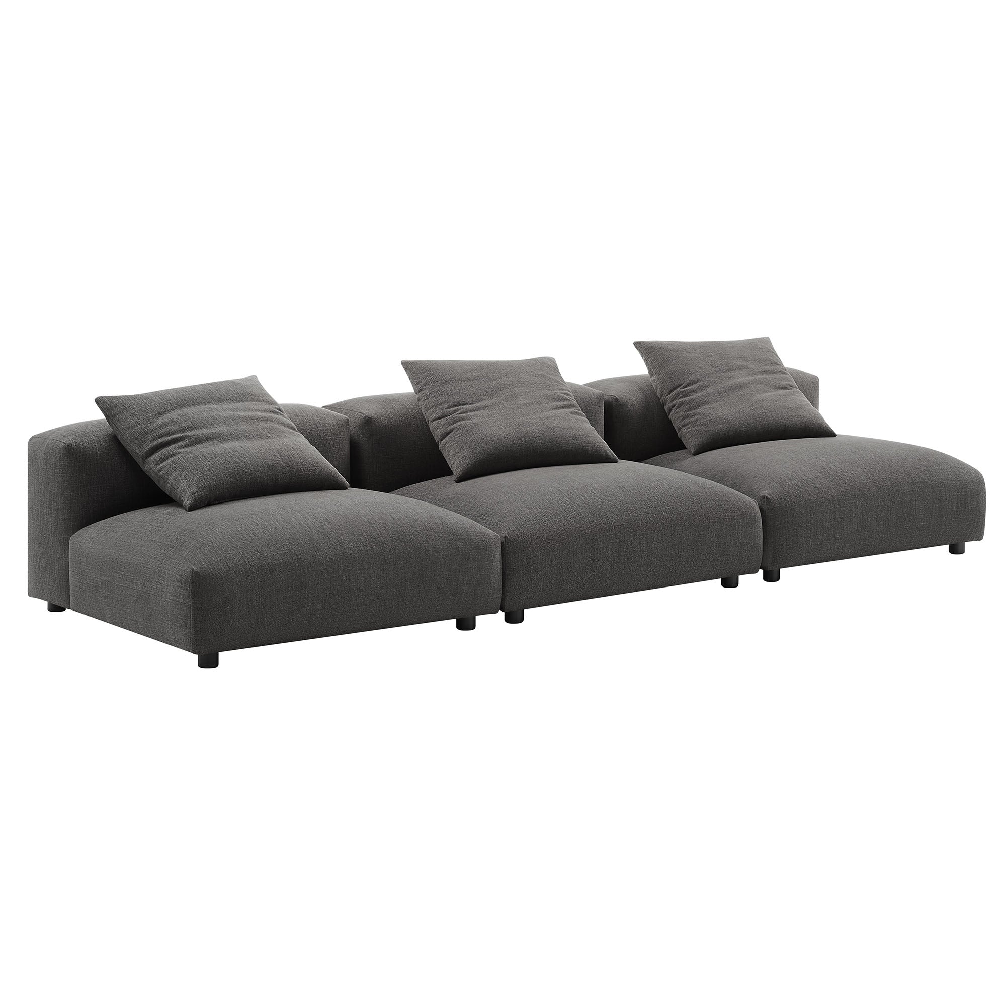 Solace 3-Piece Modular Upholstered Fabric Sofa, Charcoal