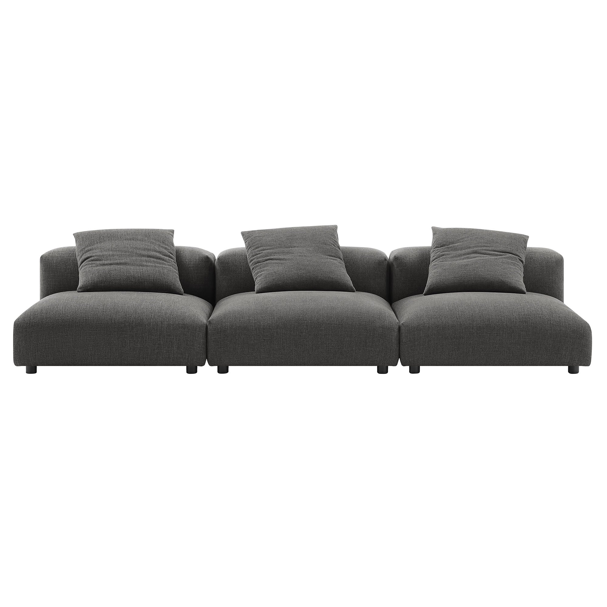 Solace 3-Piece Modular Upholstered Fabric Sofa, Charcoal