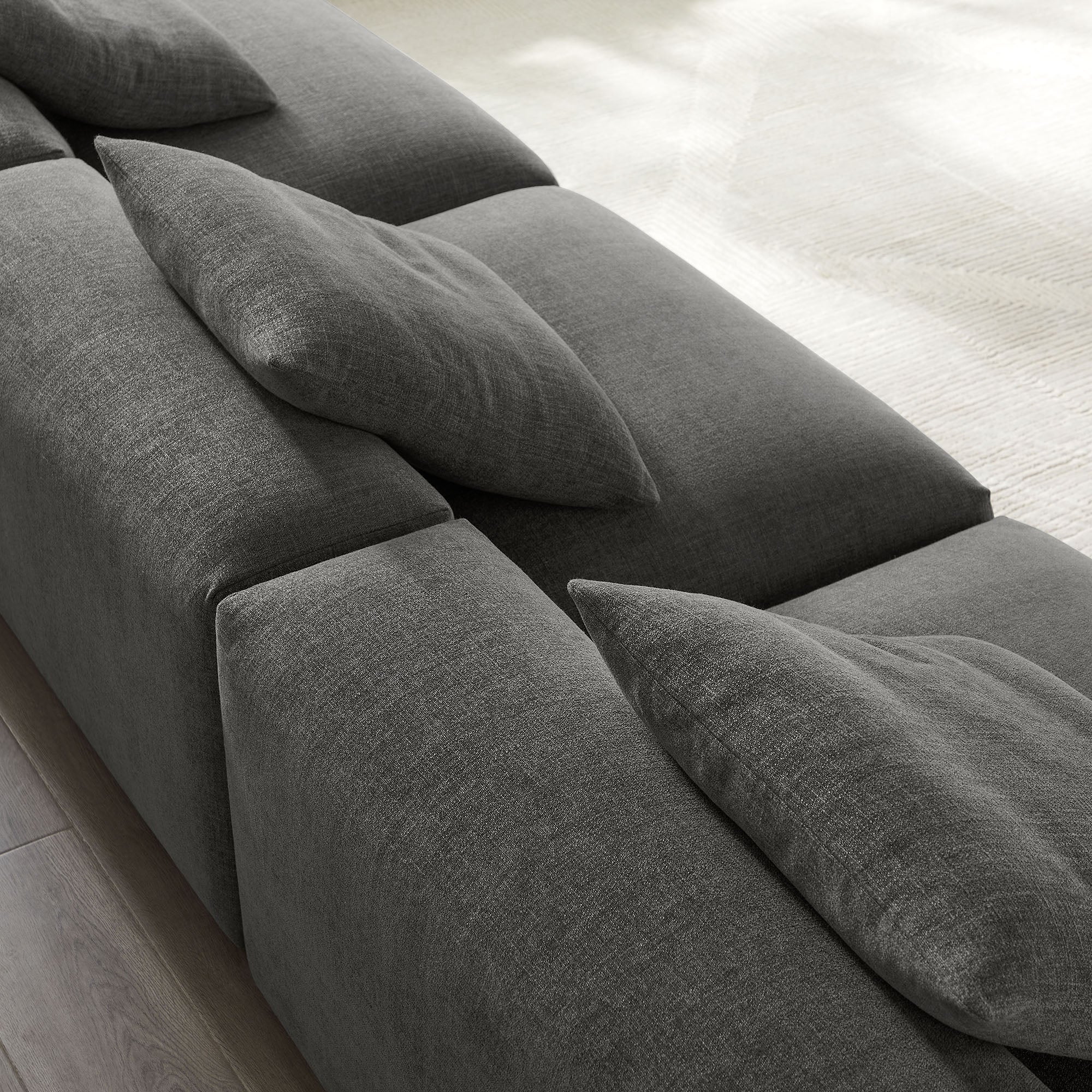 Solace 3-Piece Modular Upholstered Fabric Sofa, Charcoal