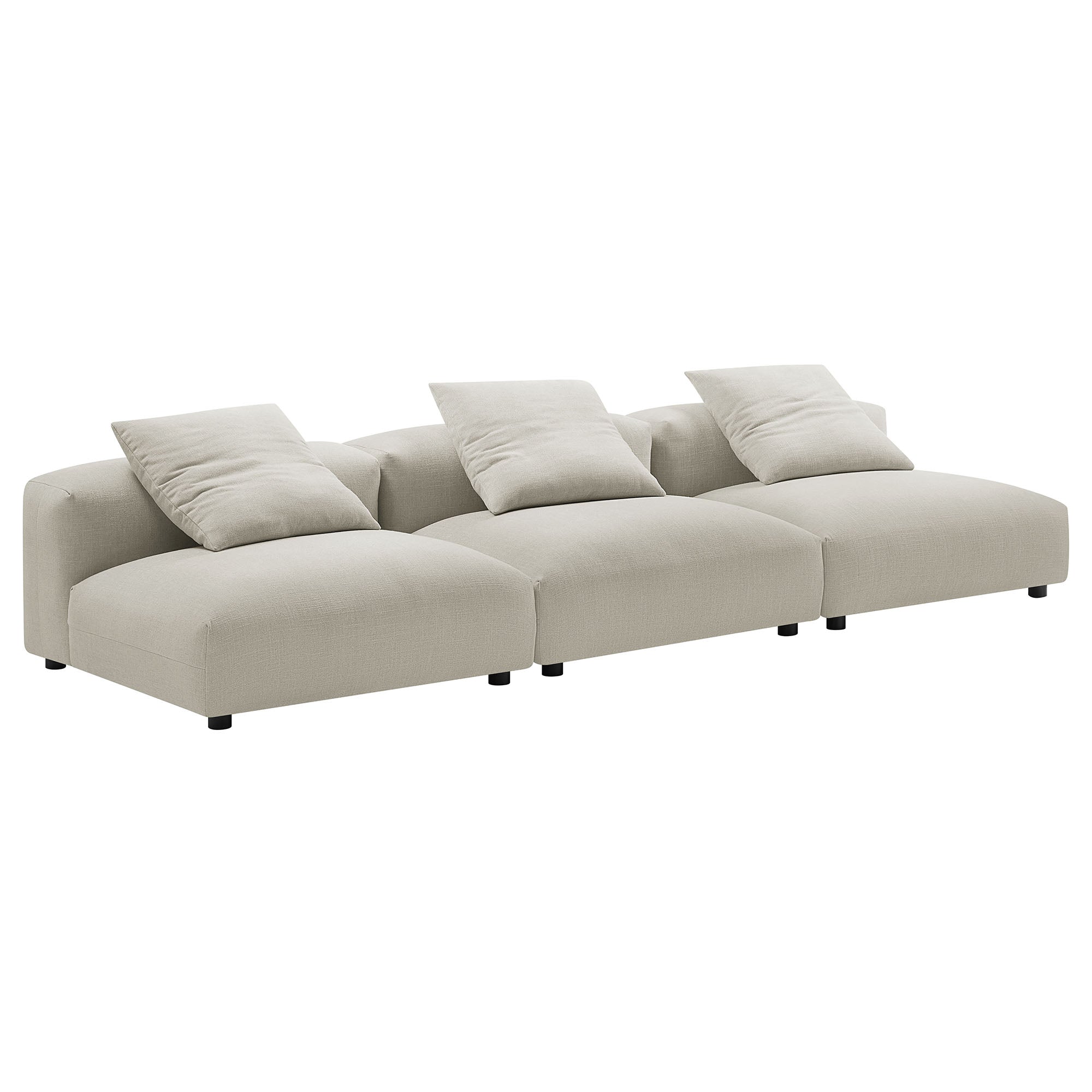 Solace 3-Piece Modular Upholstered Fabric Sofa, Linen