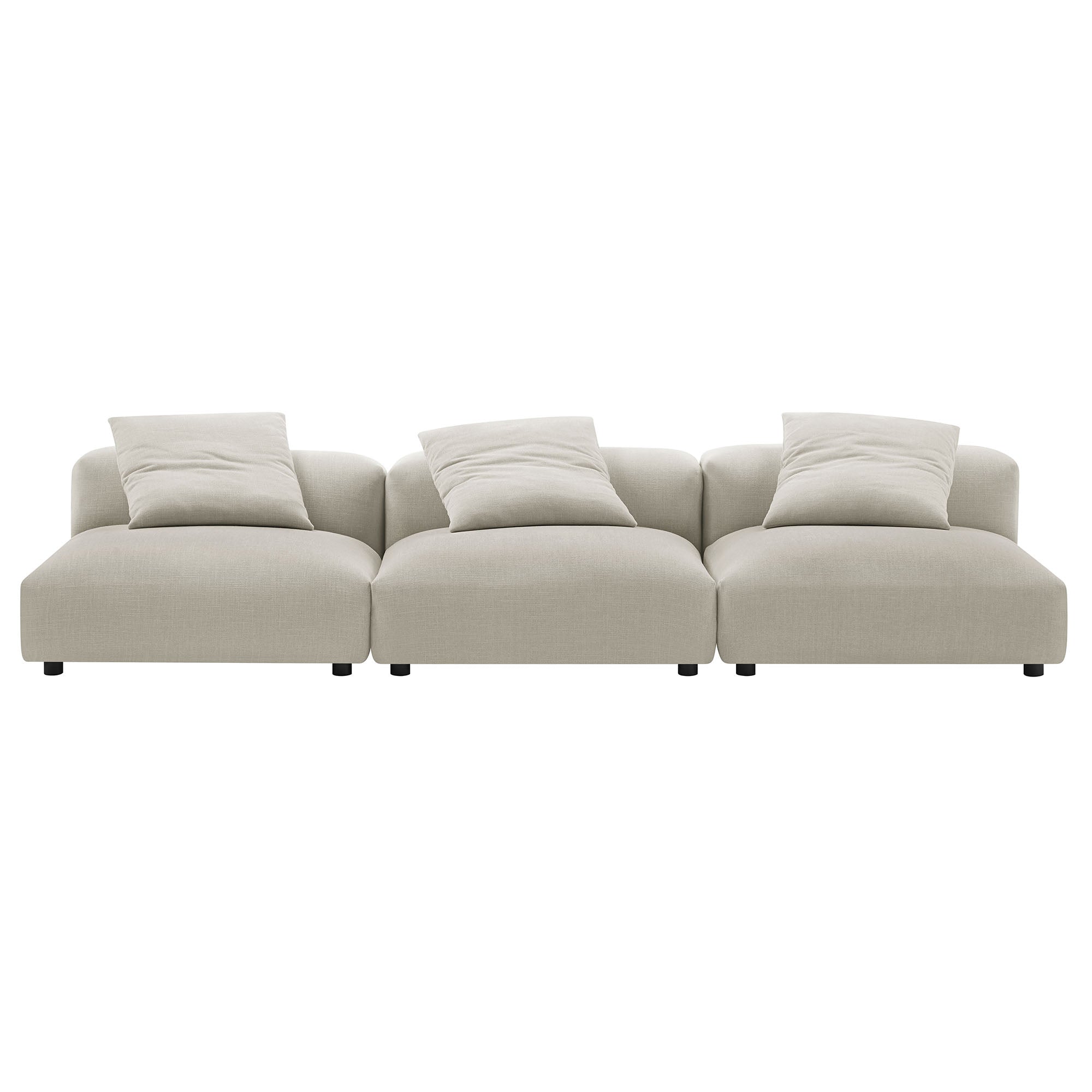 Solace 3-Piece Modular Upholstered Fabric Sofa, Linen