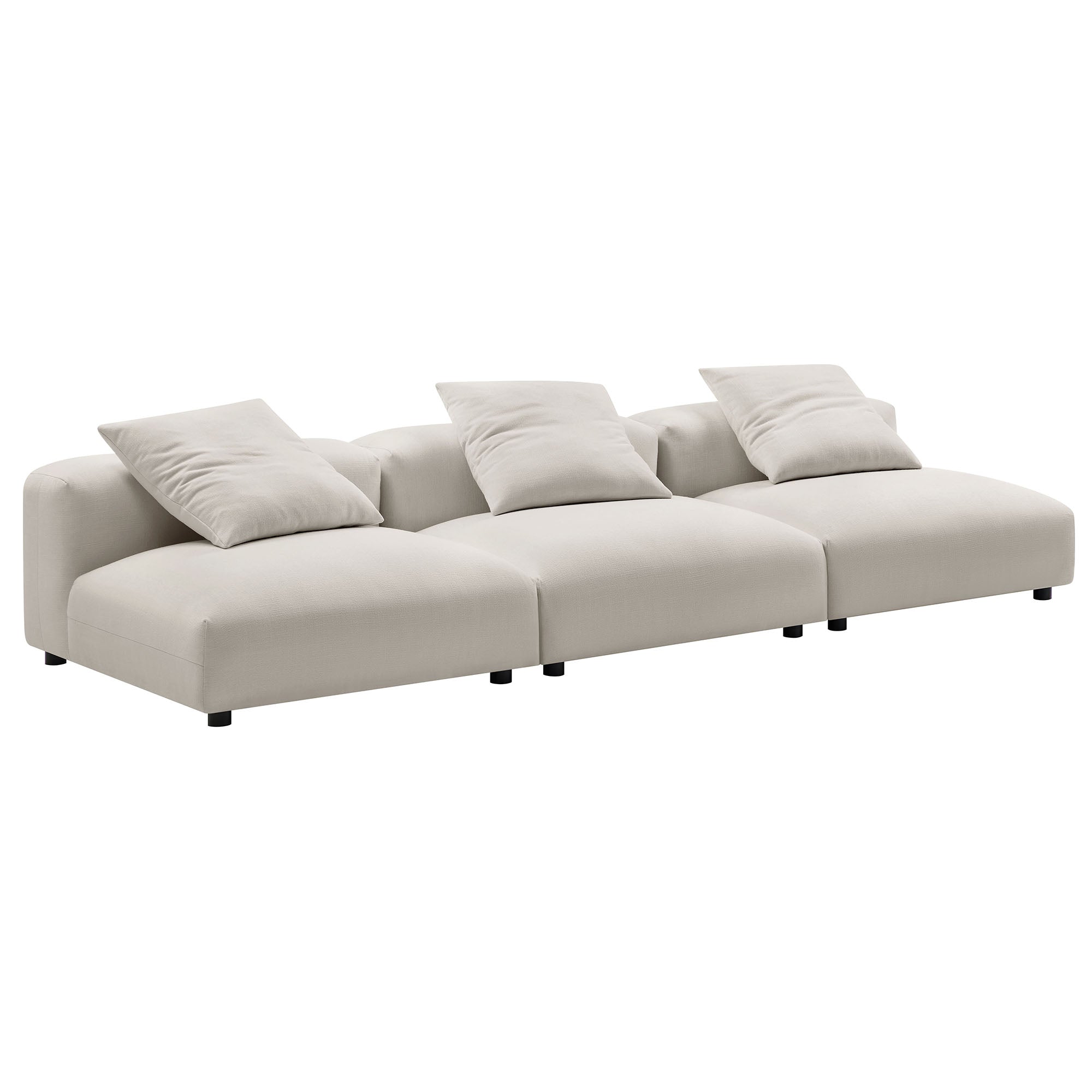 Solace 3-Piece Modular Upholstered Fabric Sofa, Salt