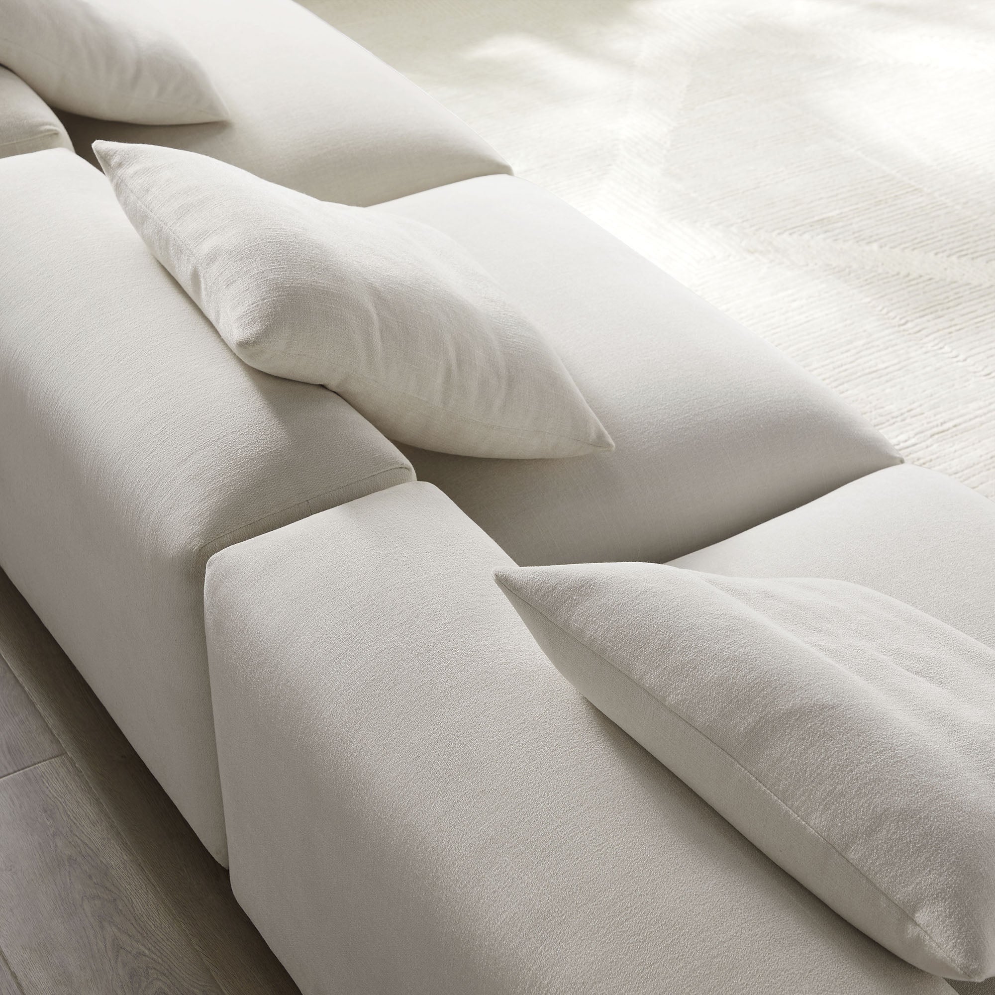 Solace 3-Piece Modular Upholstered Fabric Sofa, Salt