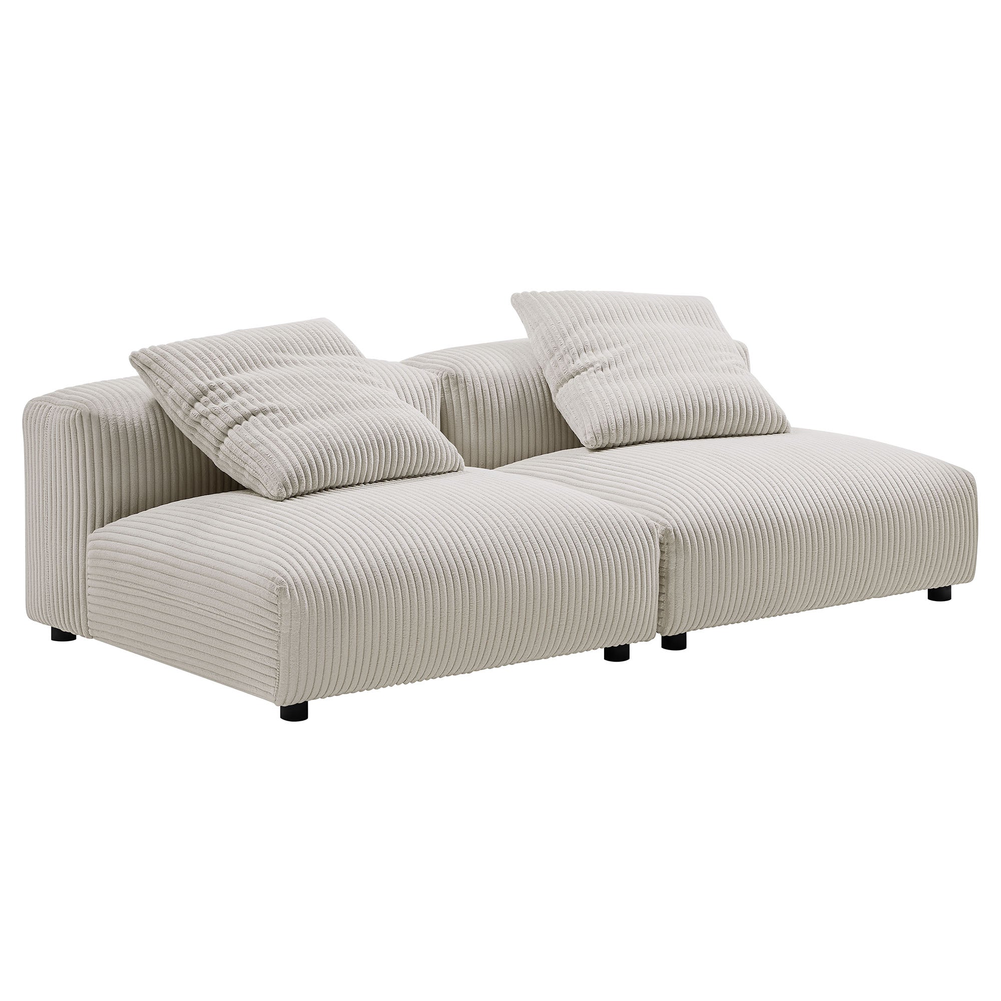 Solace 2-Piece Modular Corduroy Upholstered Sofa, Almond