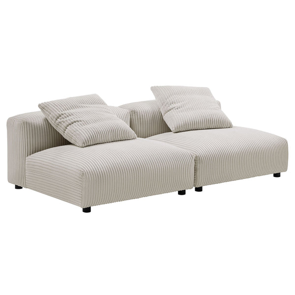 Solace 2-Piece Modular Corduroy Upholstered Sofa, Almond