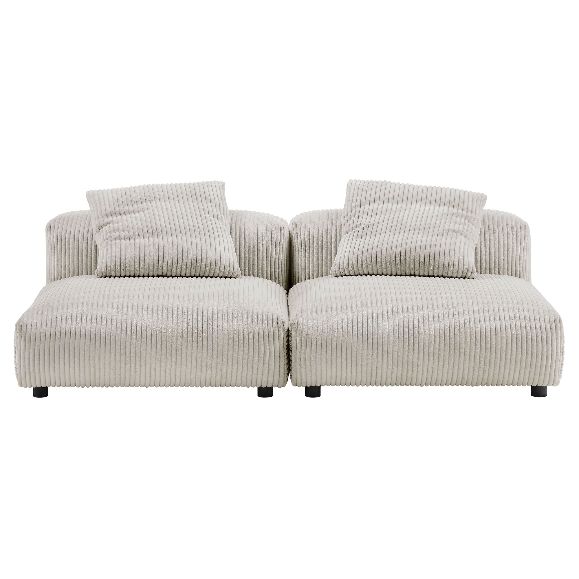 Solace 2-Piece Modular Corduroy Upholstered Sofa, Almond