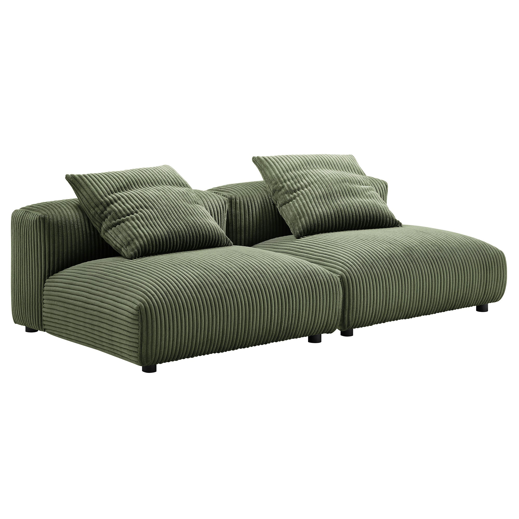 Solace 2-Piece Modular Corduroy Upholstered Sofa, Fern