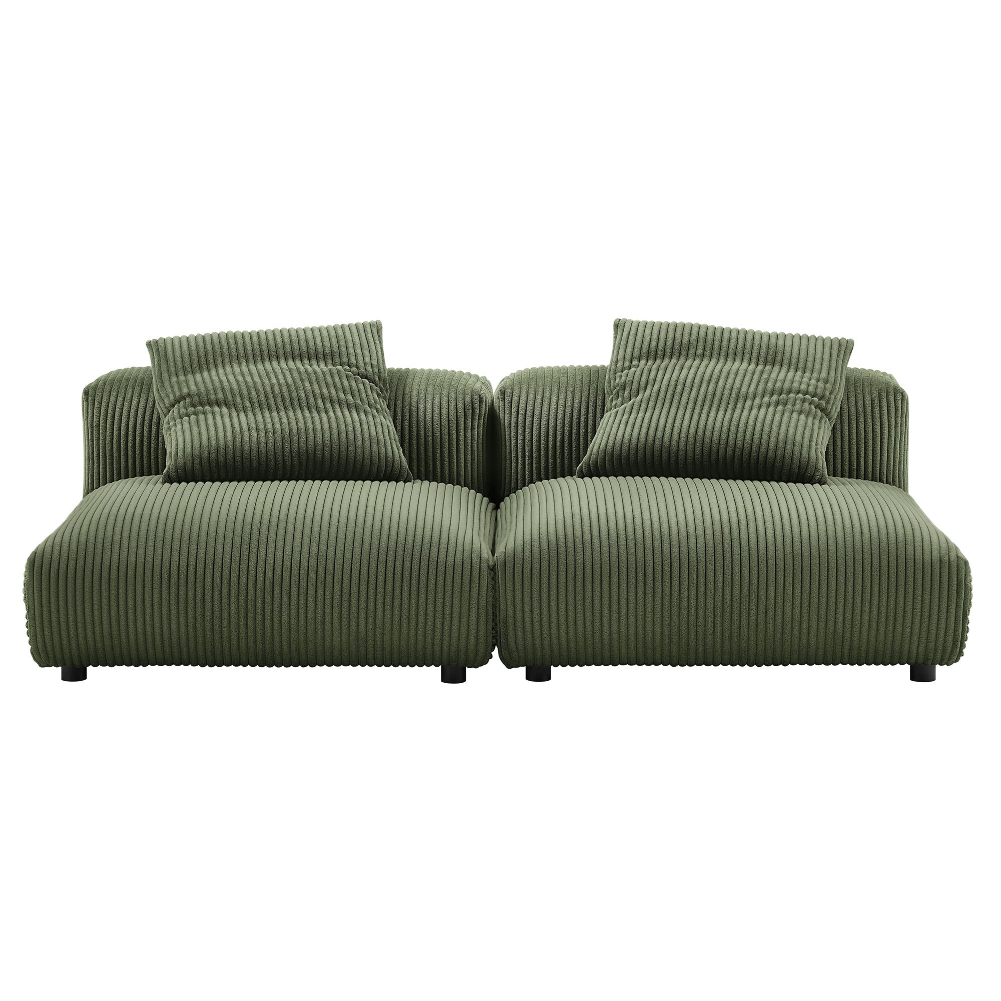Solace 2-Piece Modular Corduroy Upholstered Sofa, Fern