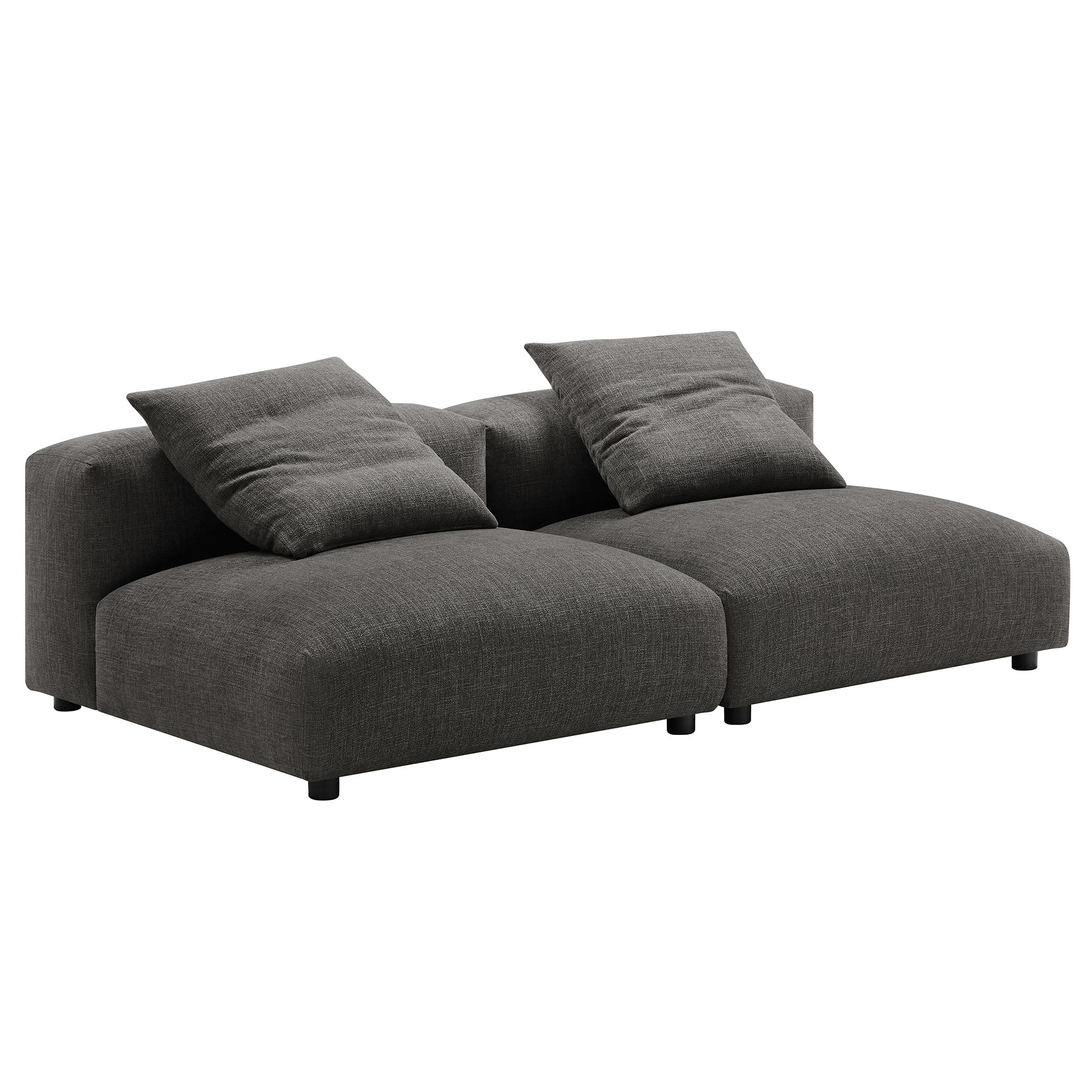 Solace 2-Piece Modular Upholstered Fabric Sofa, Charcoal