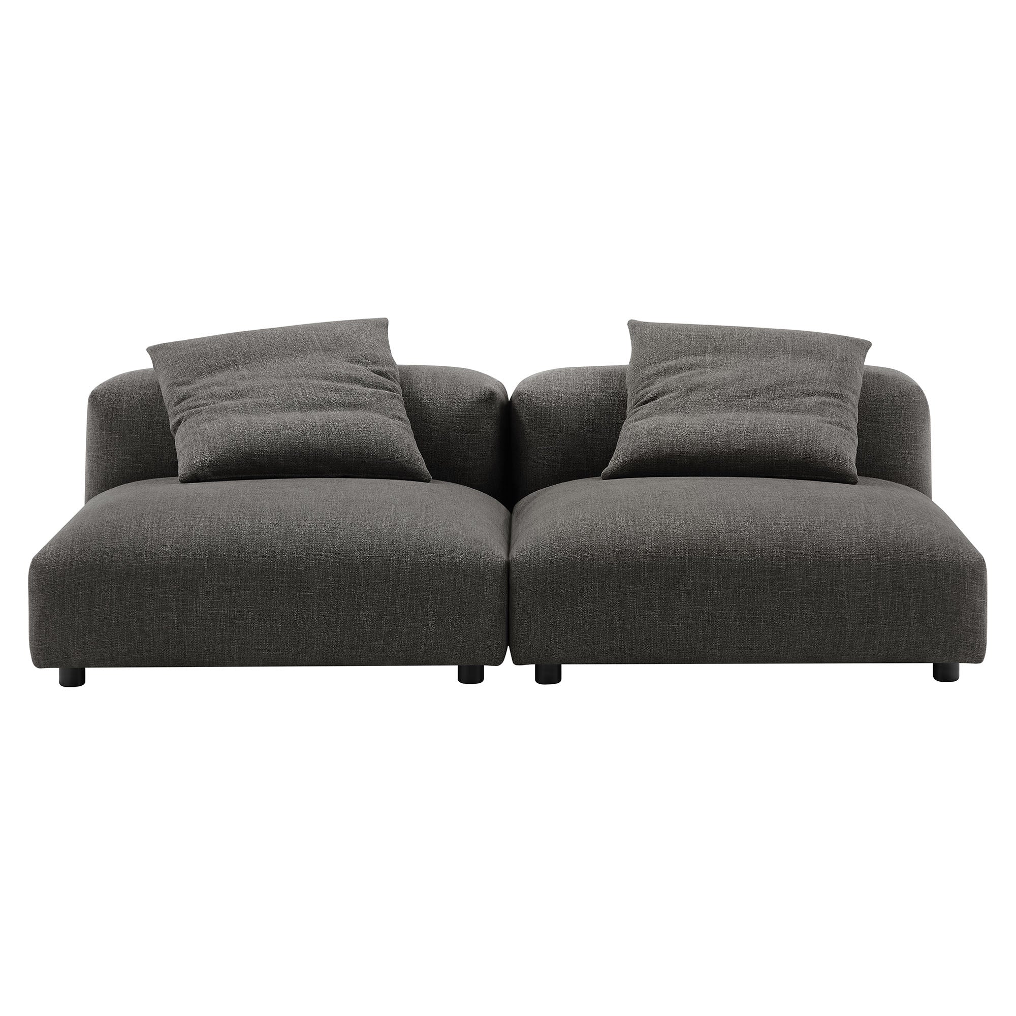 Solace 2-Piece Modular Upholstered Fabric Sofa, Charcoal