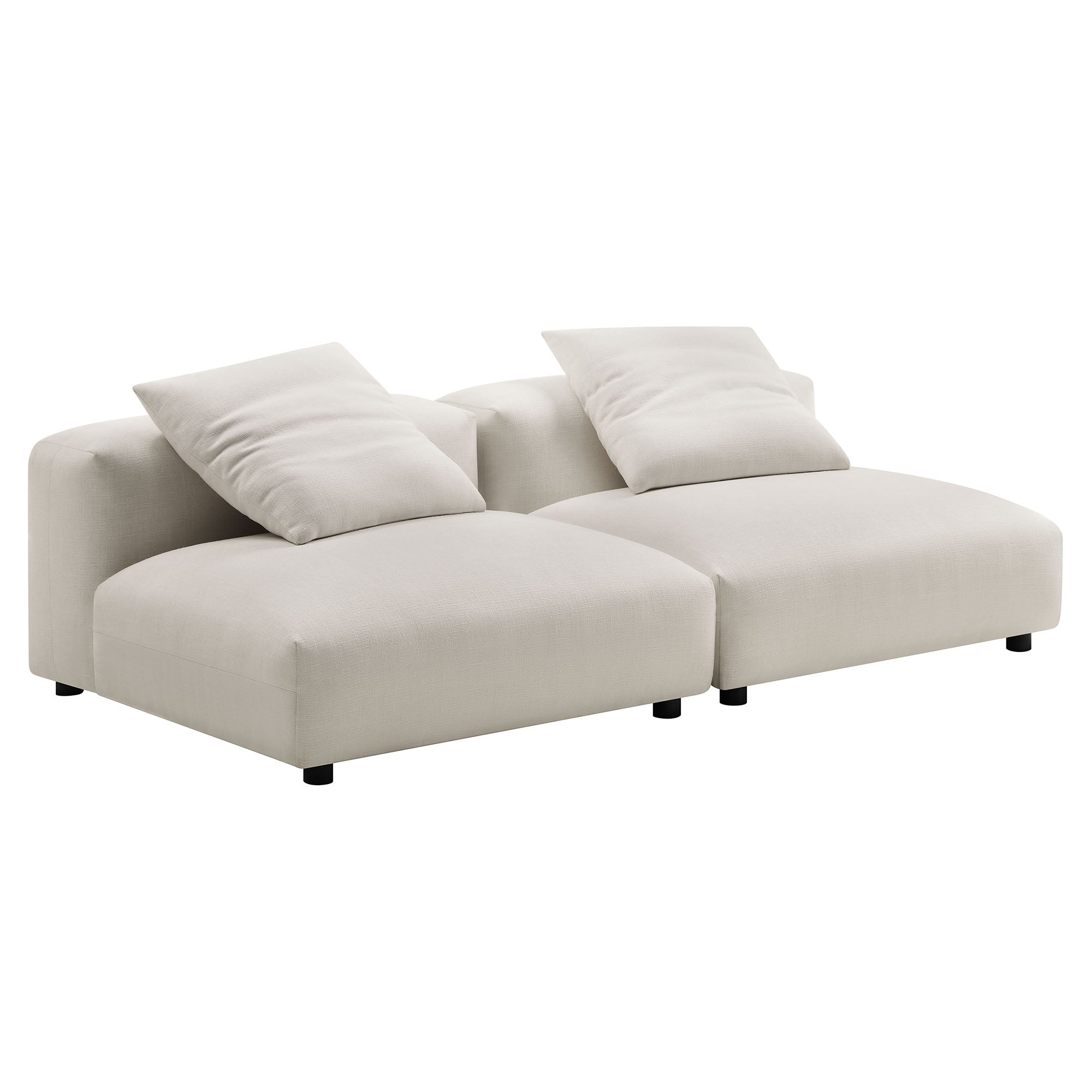 Solace 2-Piece Modular Upholstered Fabric Sofa, Salt