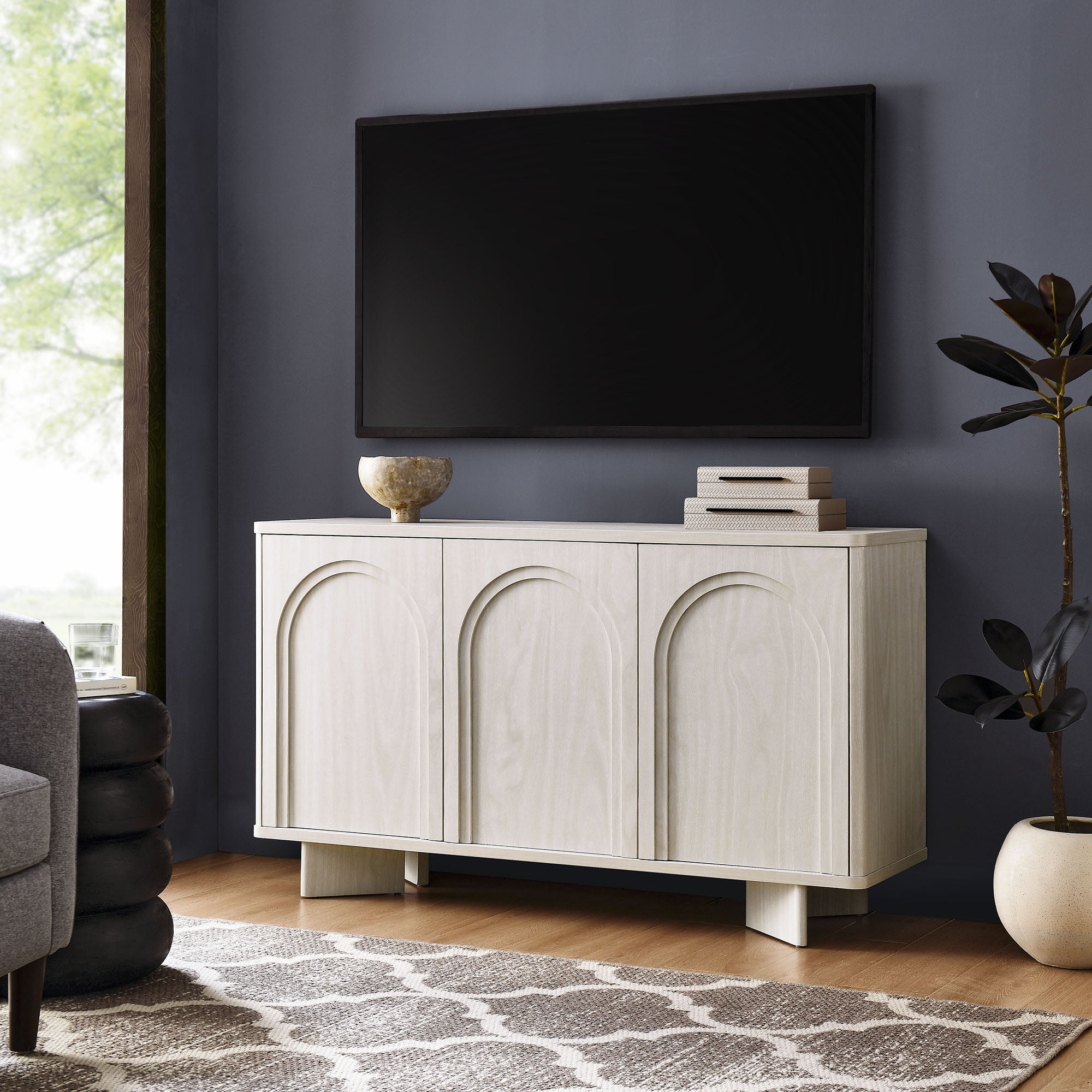 Flux Arched 3-Door Sideboard, White Wash