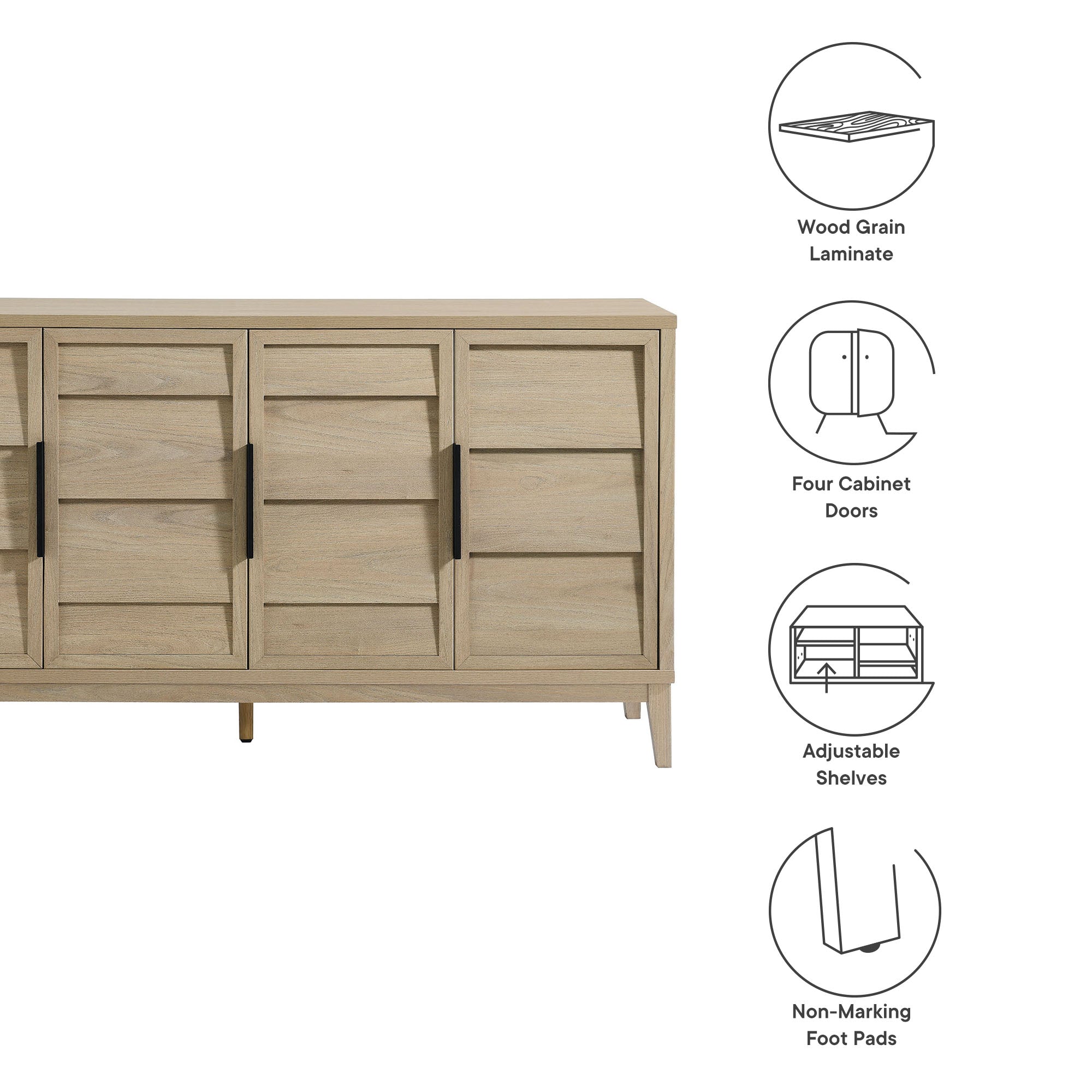 Sinya 4-Door Sideboard, Light Oak