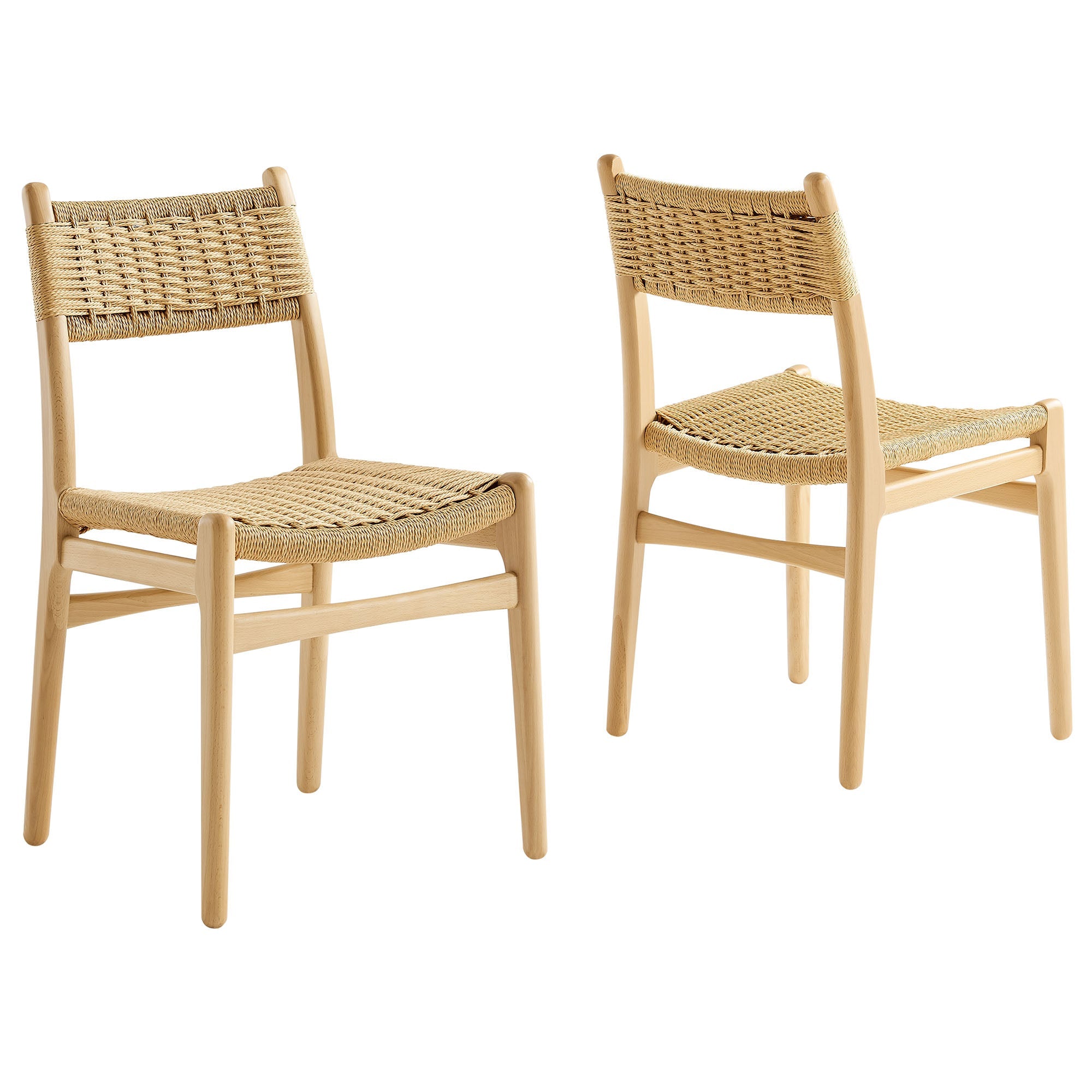 Wynn Rope and Wood Dining Side Chairs Set of 2, Natural Natural