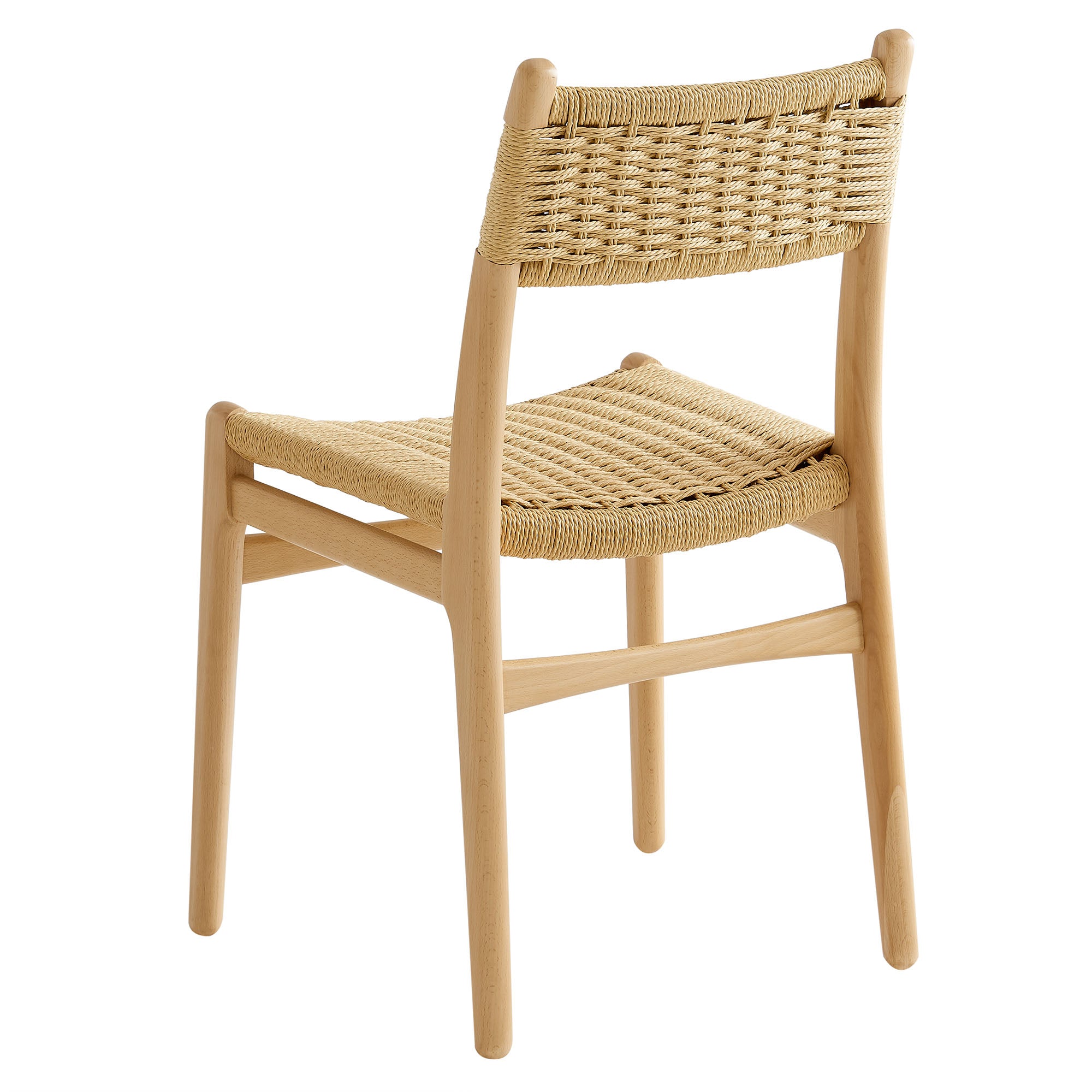 Wynn Rope and Wood Dining Side Chairs Set of 2, Natural Natural