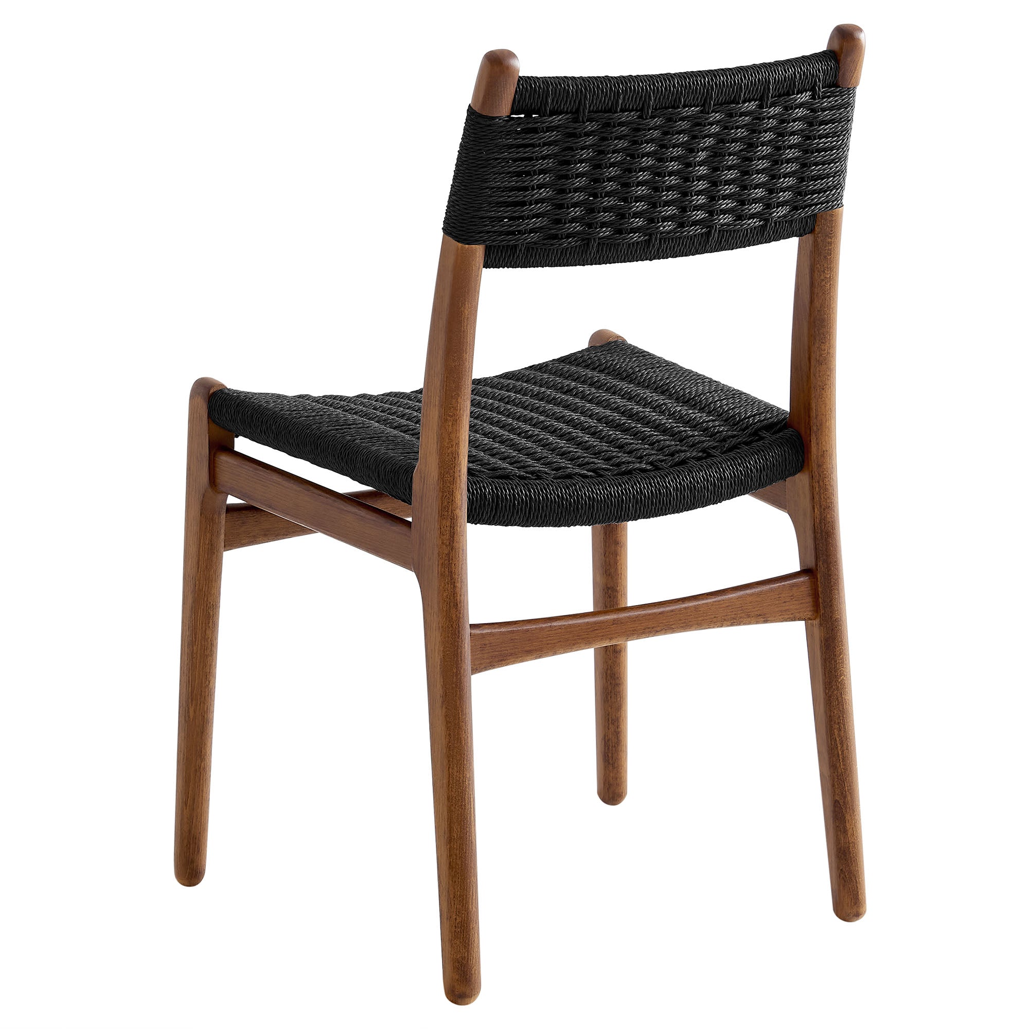 Wynn Rope and Wood Dining Side Chairs Set of 2, Walnut Black