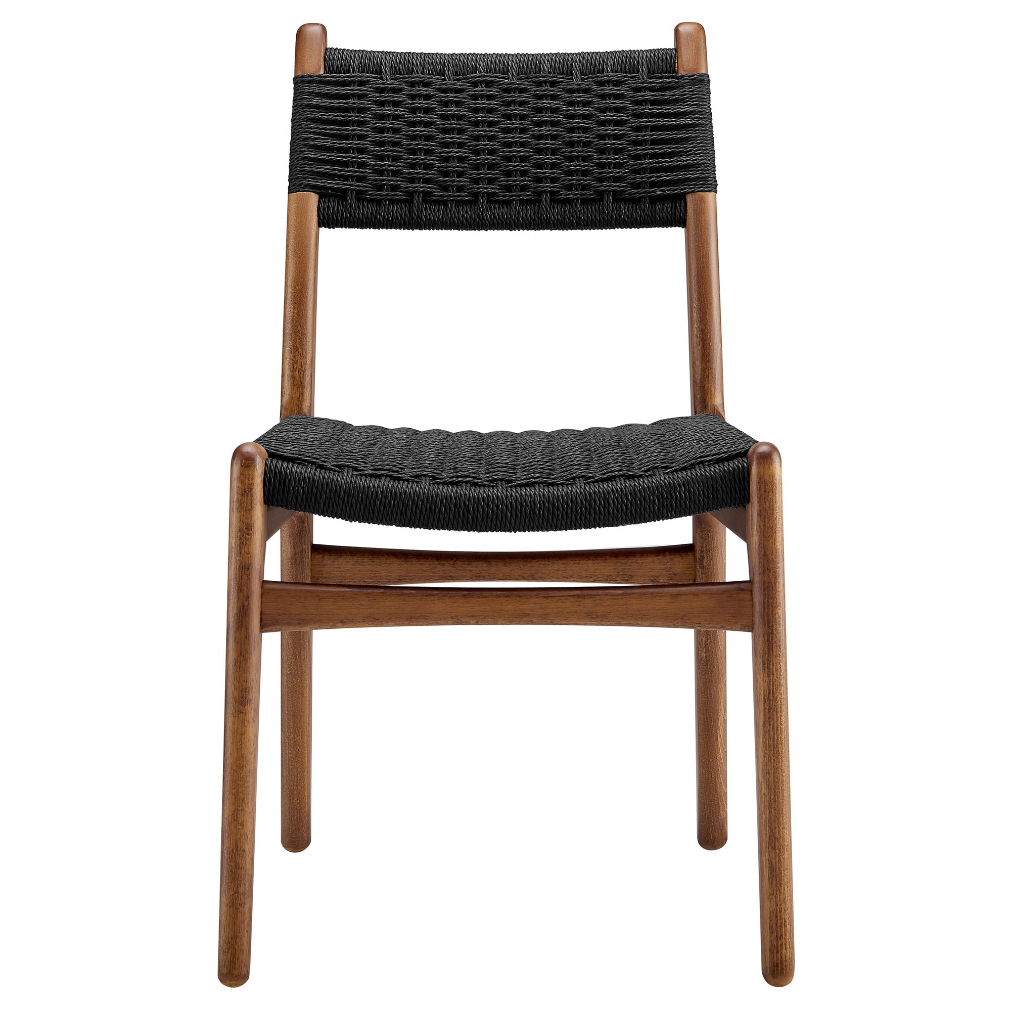 Wynn Rope and Wood Dining Side Chairs Set of 2, Walnut Black