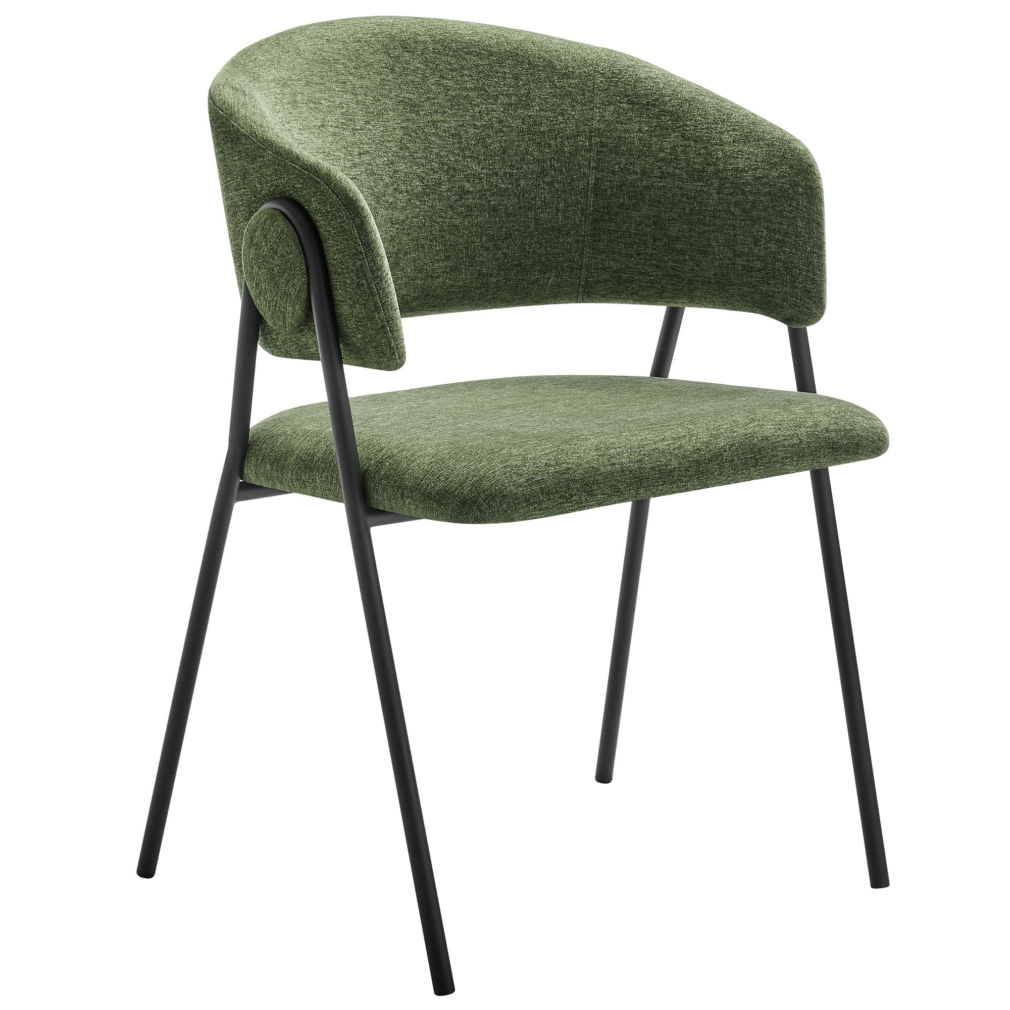 Nella Upholstered Heathered Chenille Dining Chairs Set of 2, Eucalyptus Black