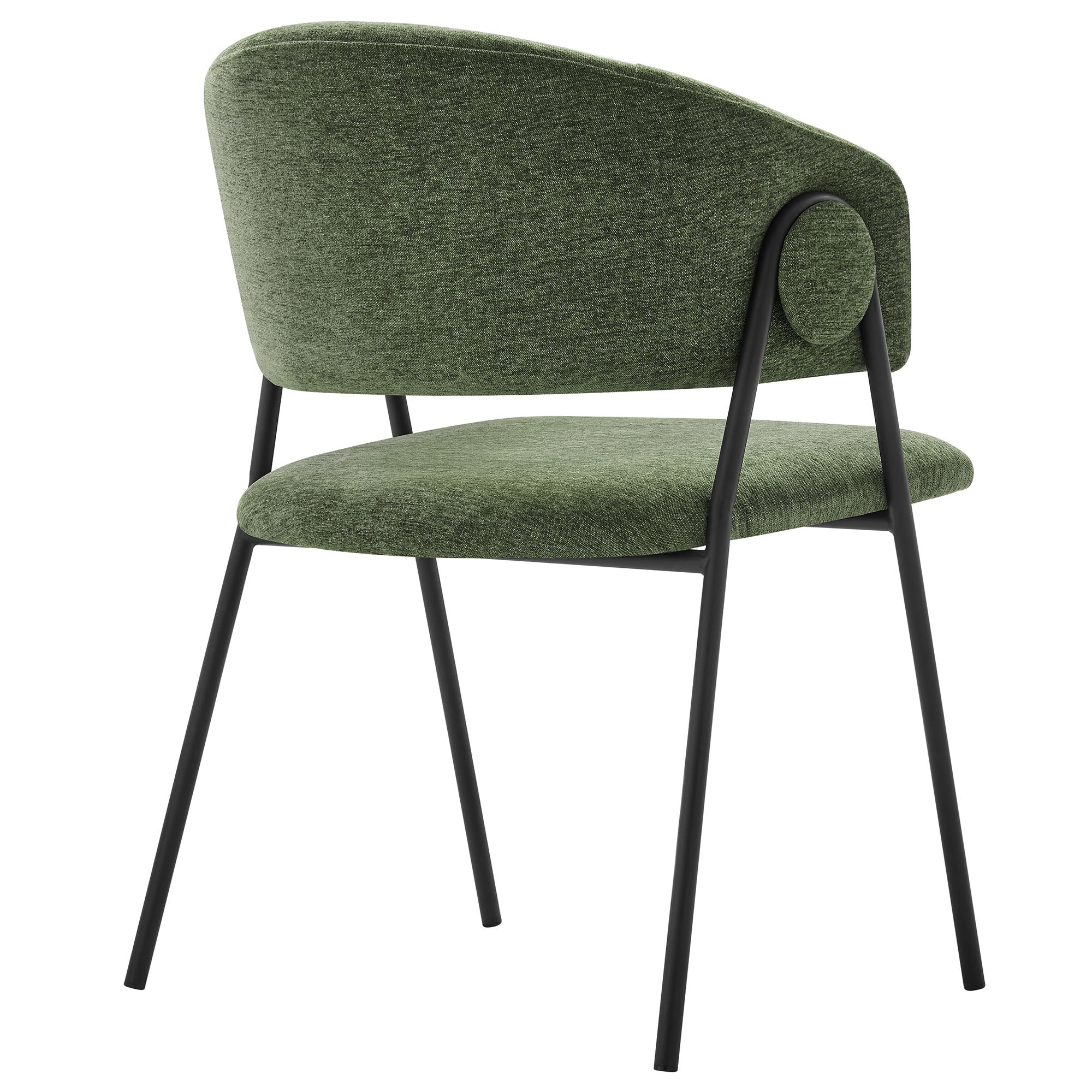 Nella Upholstered Heathered Chenille Dining Chairs Set of 2, Eucalyptus Black