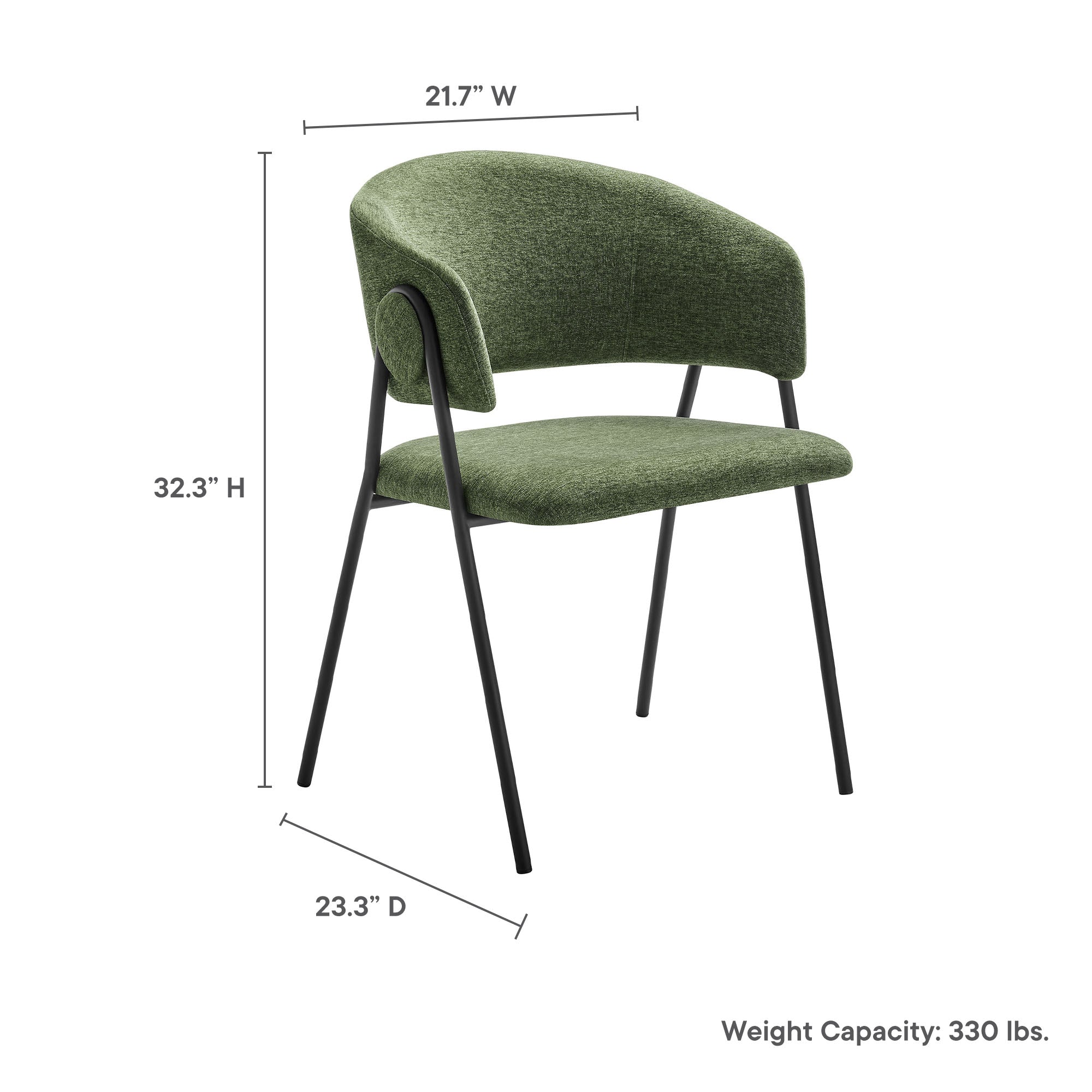 Nella Upholstered Heathered Chenille Dining Chairs Set of 2, Eucalyptus Black