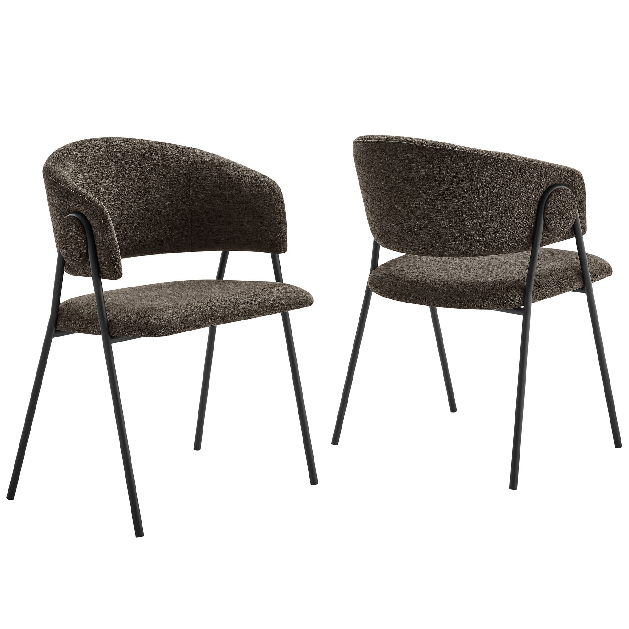 Nella Upholstered Heathered Chenille Dining Chairs Set of 2, Java Black