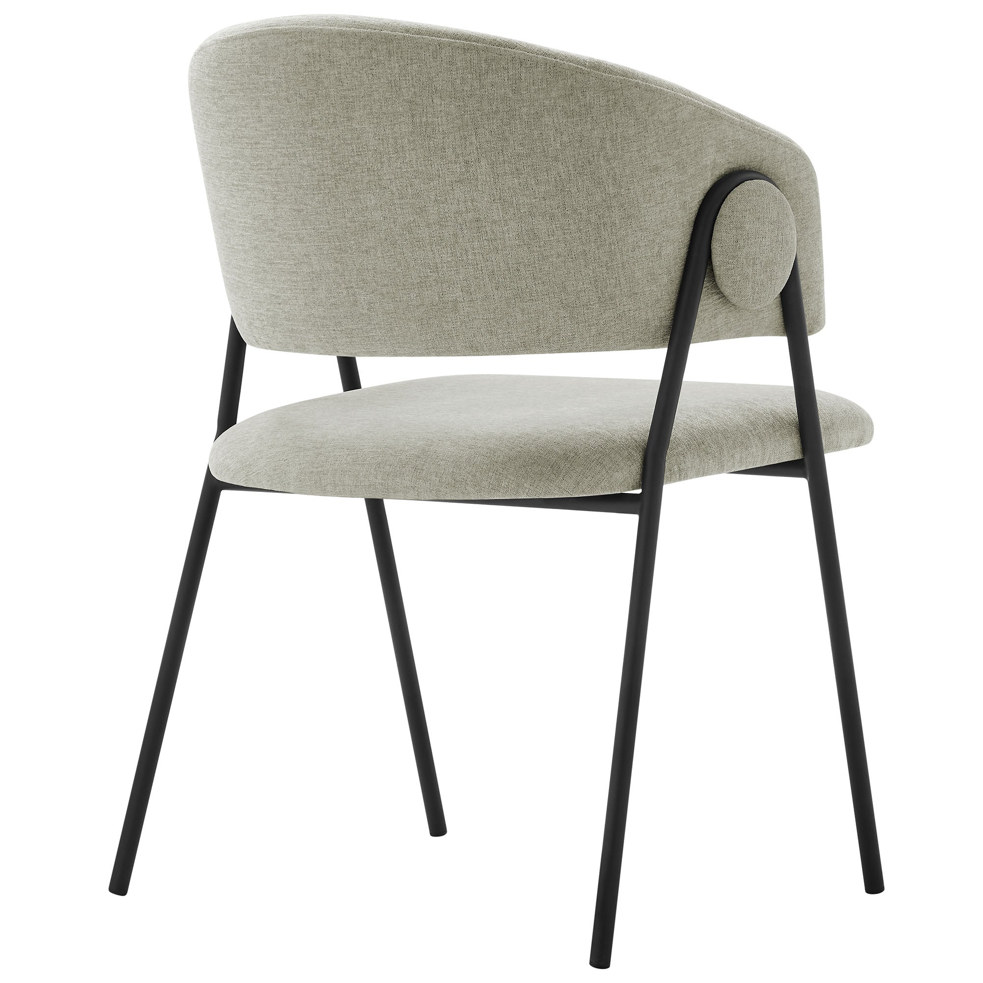 Nella Upholstered Heathered Chenille Dining Chairs Set of 2, Taupe Black