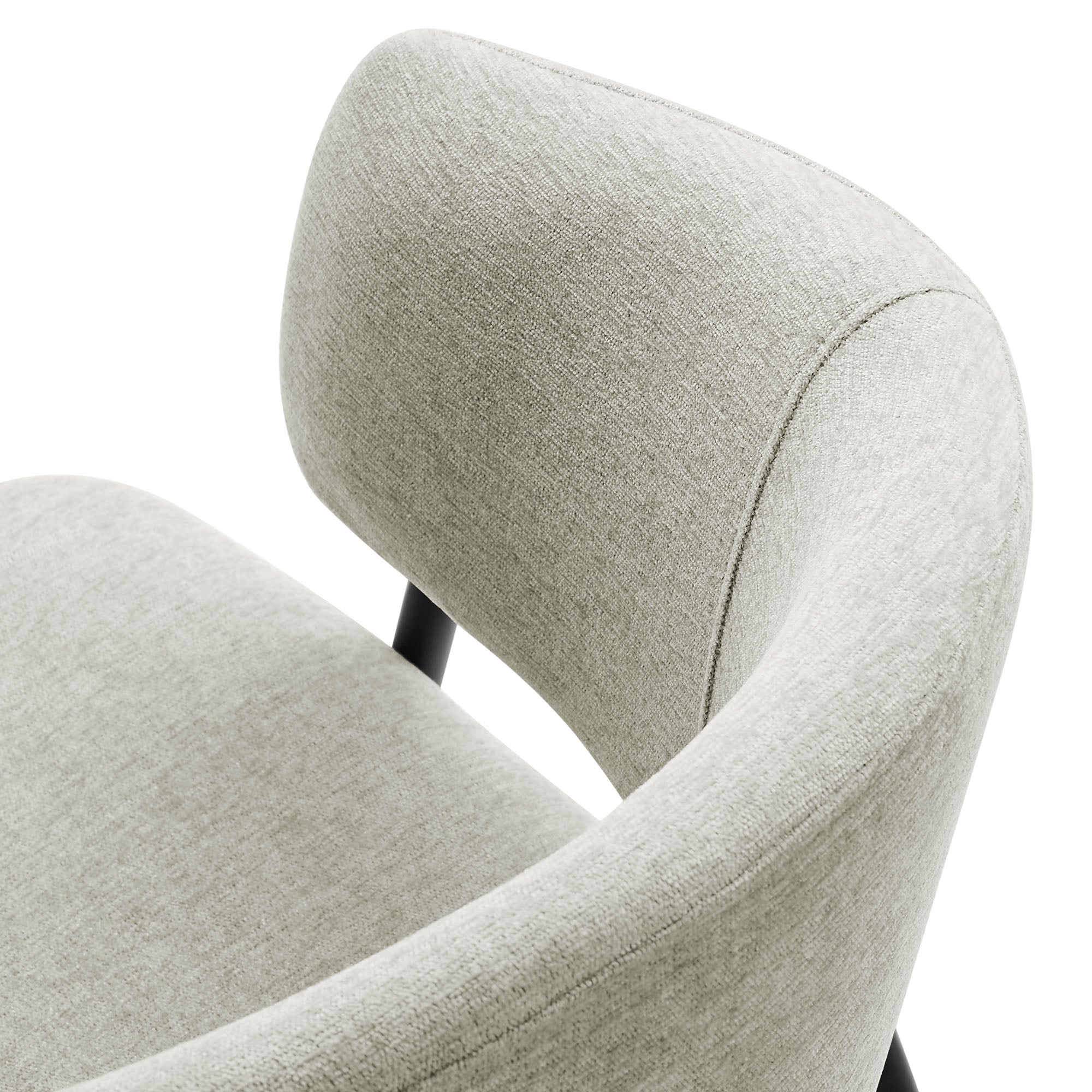 Nella Upholstered Heathered Chenille Dining Chairs Set of 2, Taupe Black