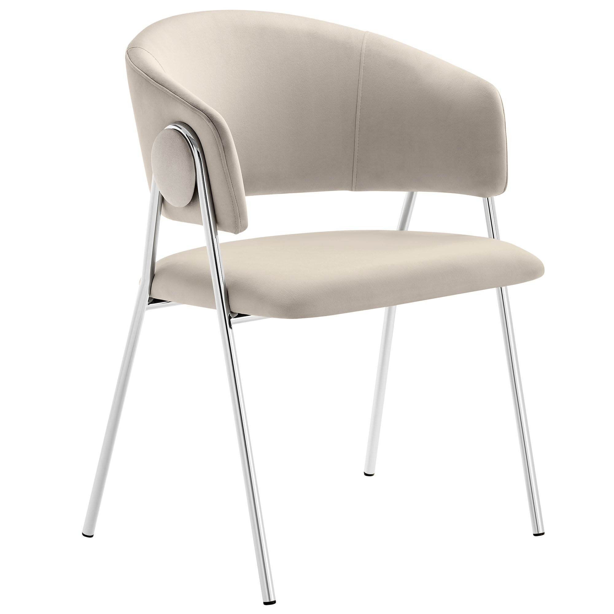 Nella Upholstered Performance Velvet Dining Chair Set of 2, Almond Silver
